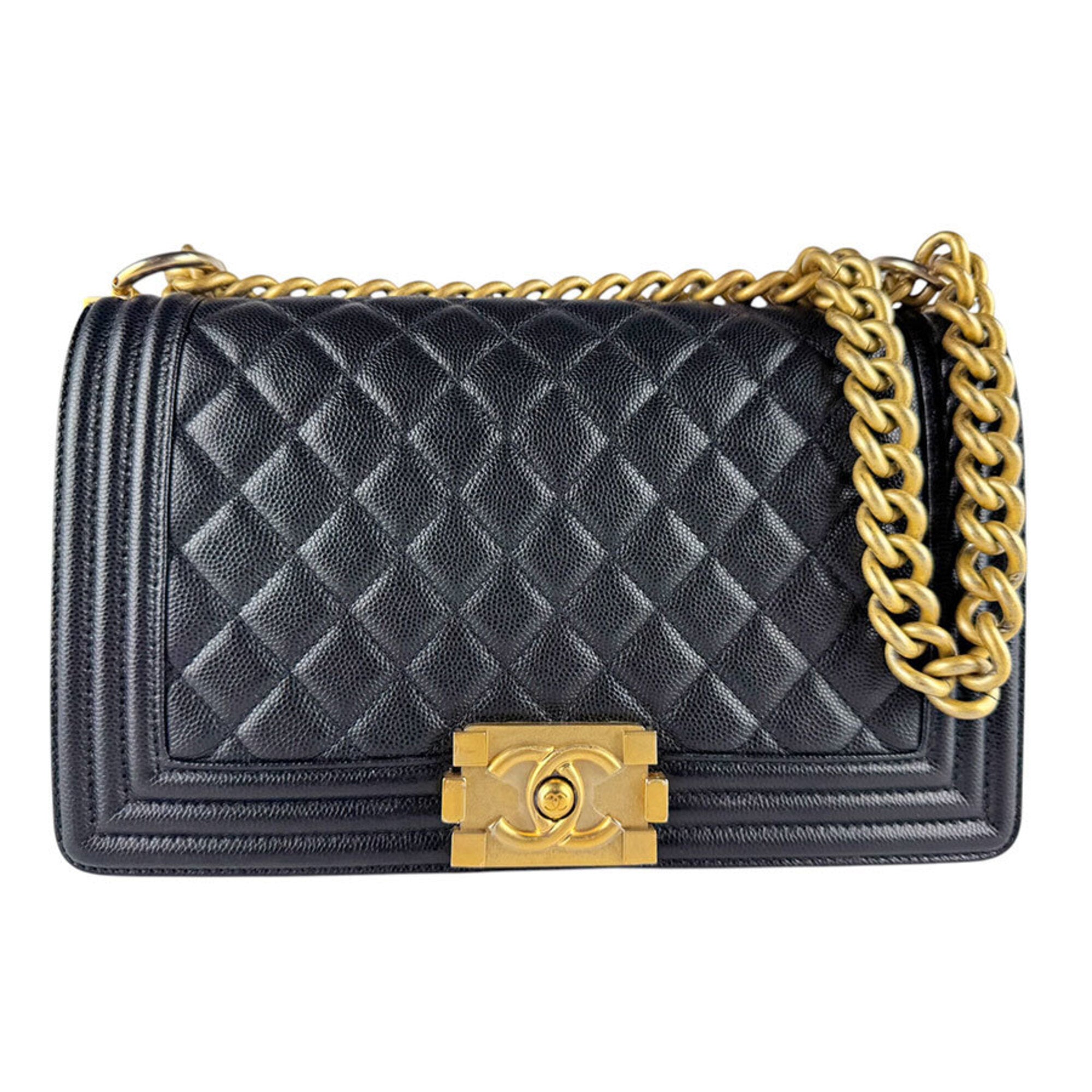 Chanel Black Grained Calfskin Shoulder Bag (Pre-Owned)