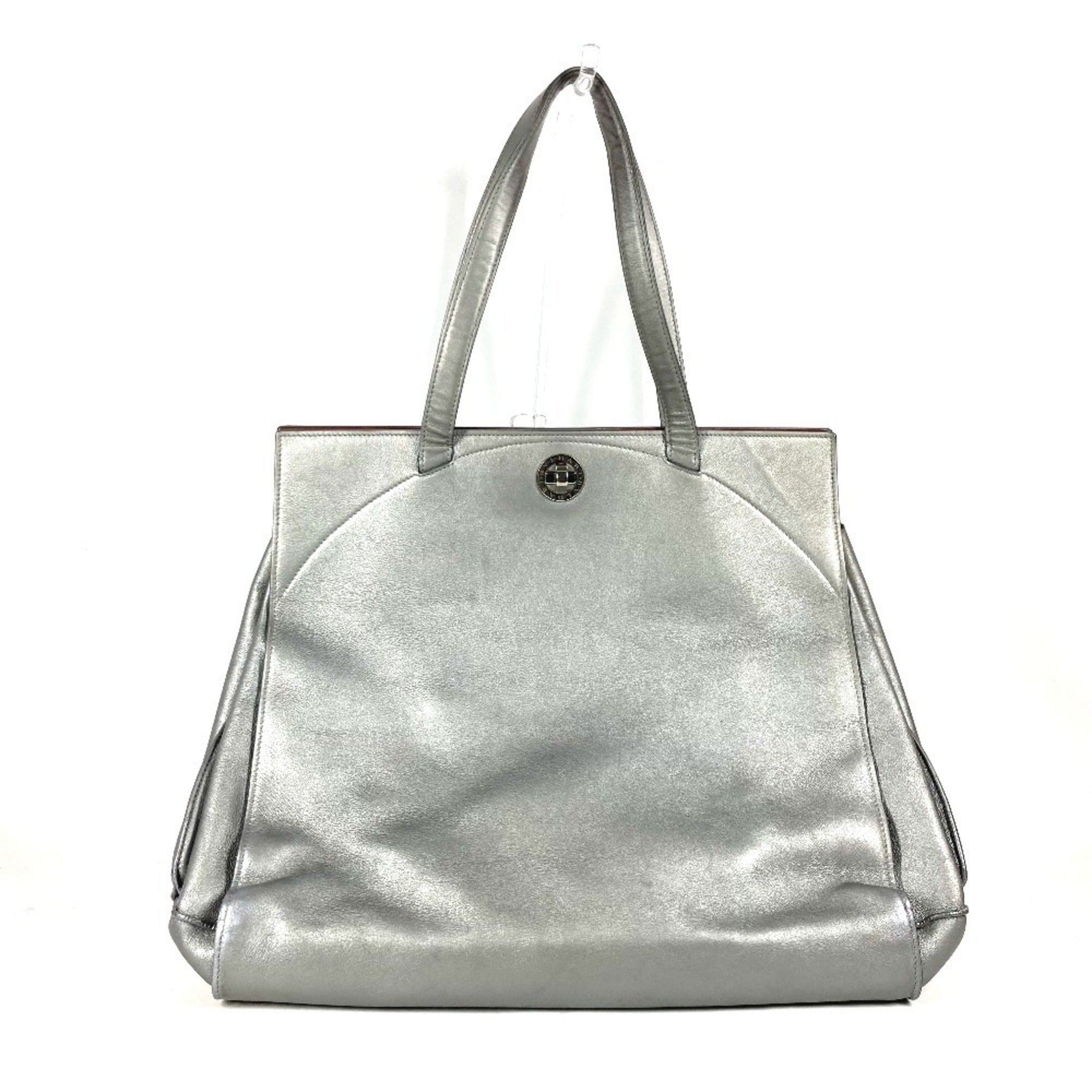 Bvlgari Silver Leather Shoulder Bag Tote Bag (Pre-Owned)