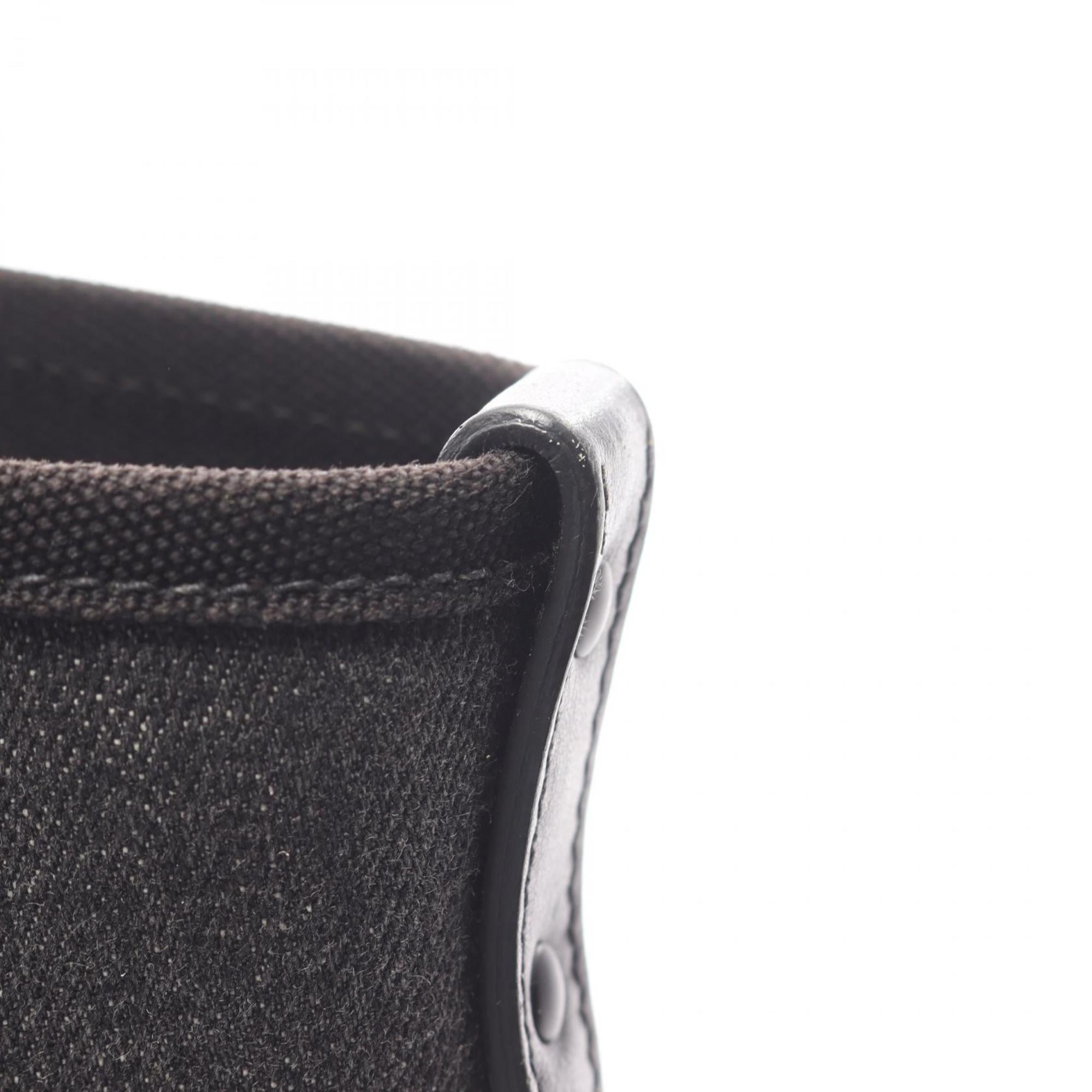 Prada Black Denim Leather Handbag Tote Bag (Pre-Owned)