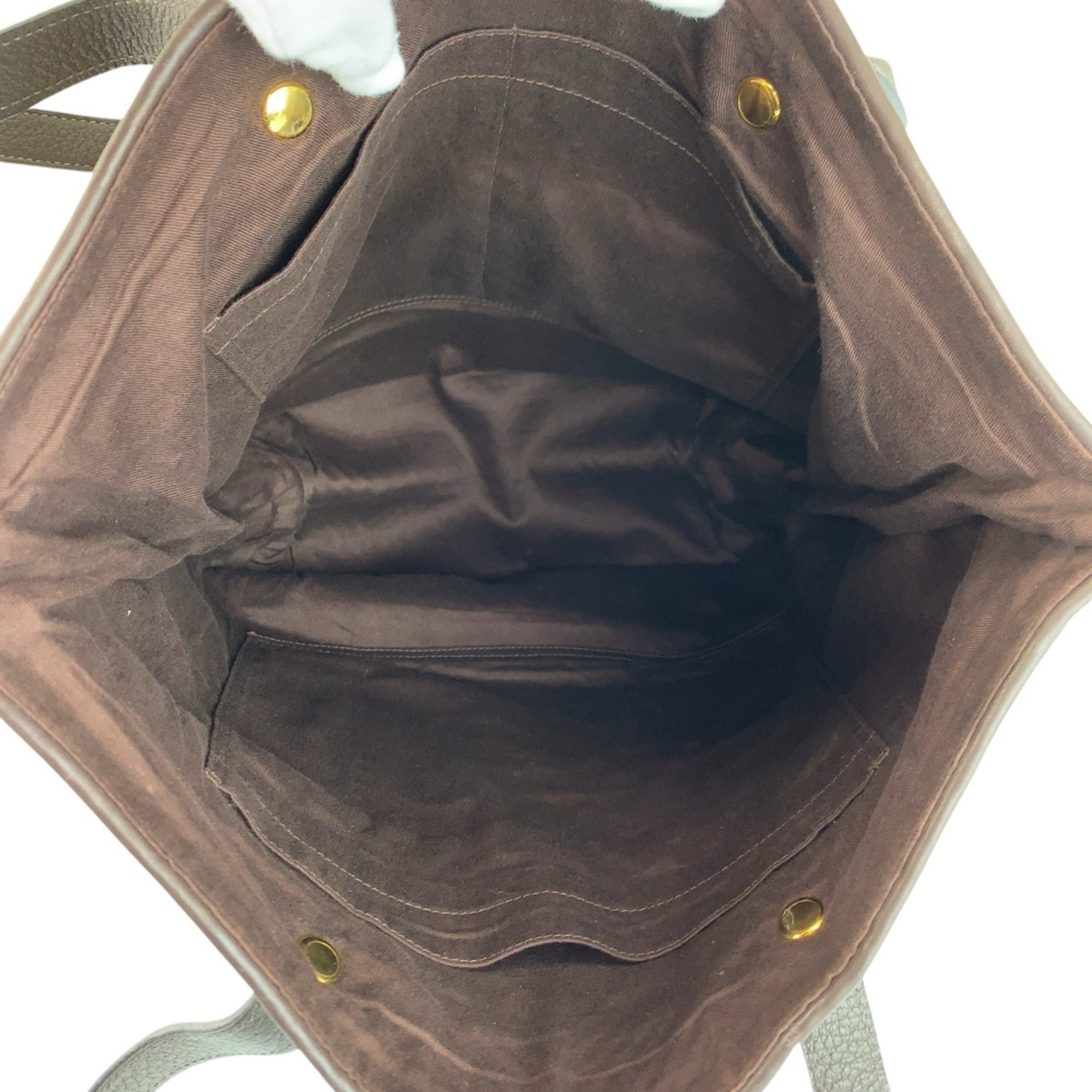 Hermes Brown Polyester Leather Shoulder Bag Tote Bag (Pre-Owned)