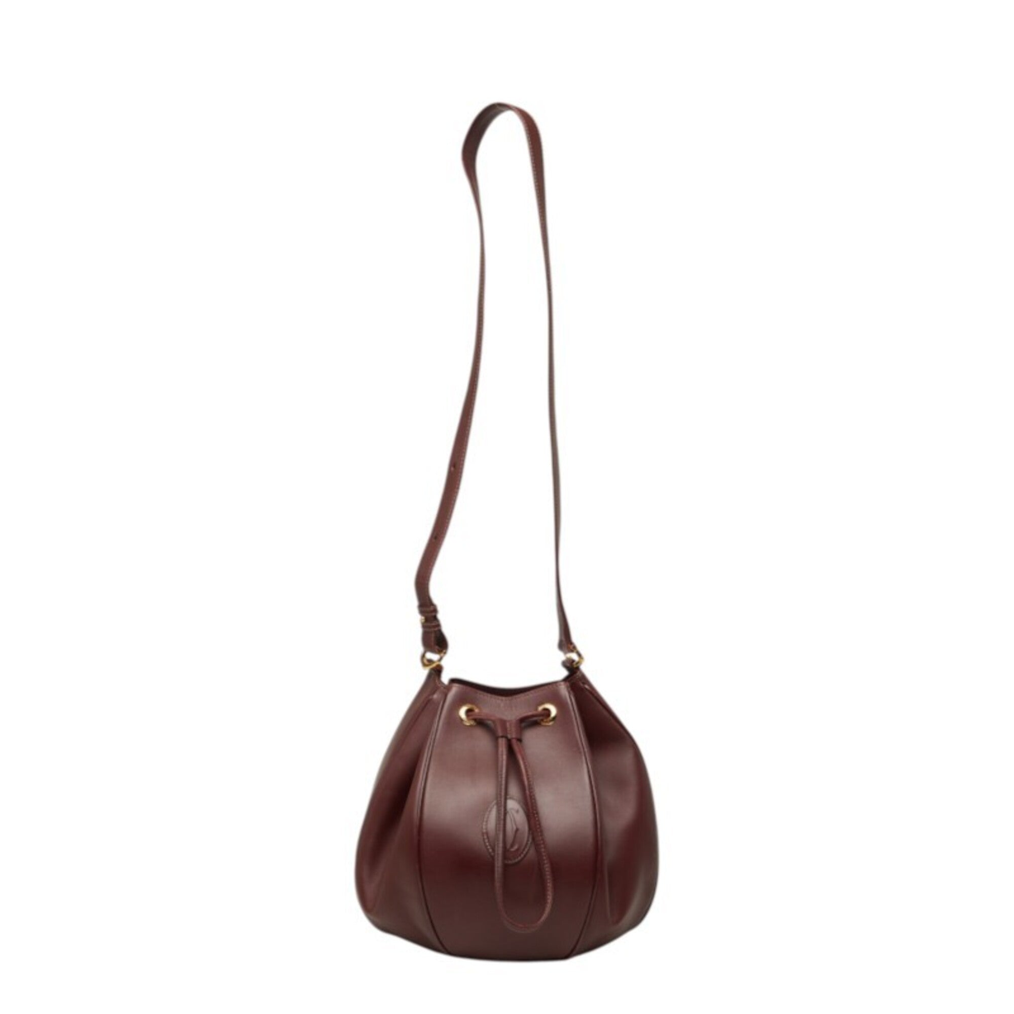 Cartier Bordeaux Wine Red Leather Shoulder Bag (Pre-Owned)