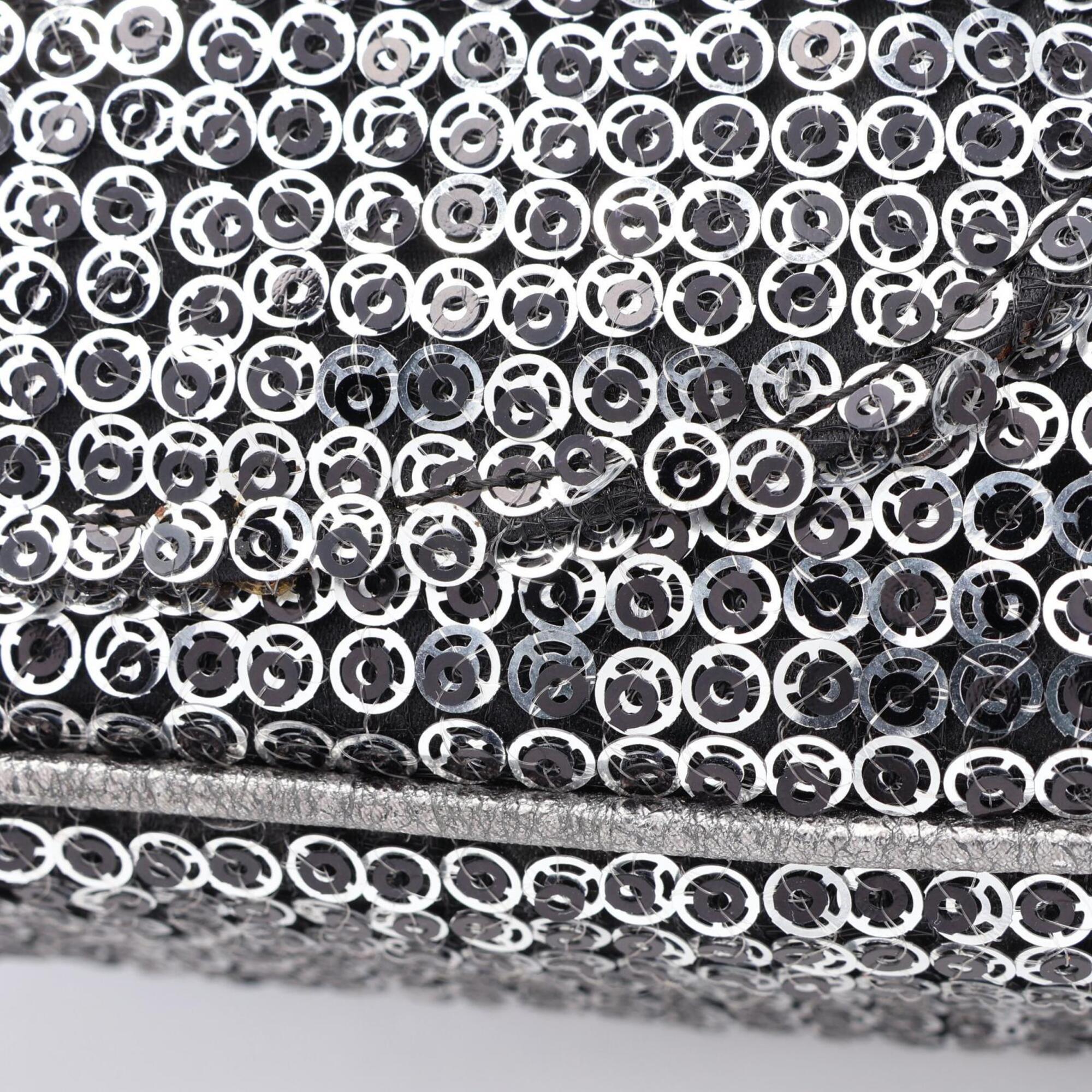 Chanel Silver Leather Spangles Handbag Shoulder Bag (Pre-Owned)