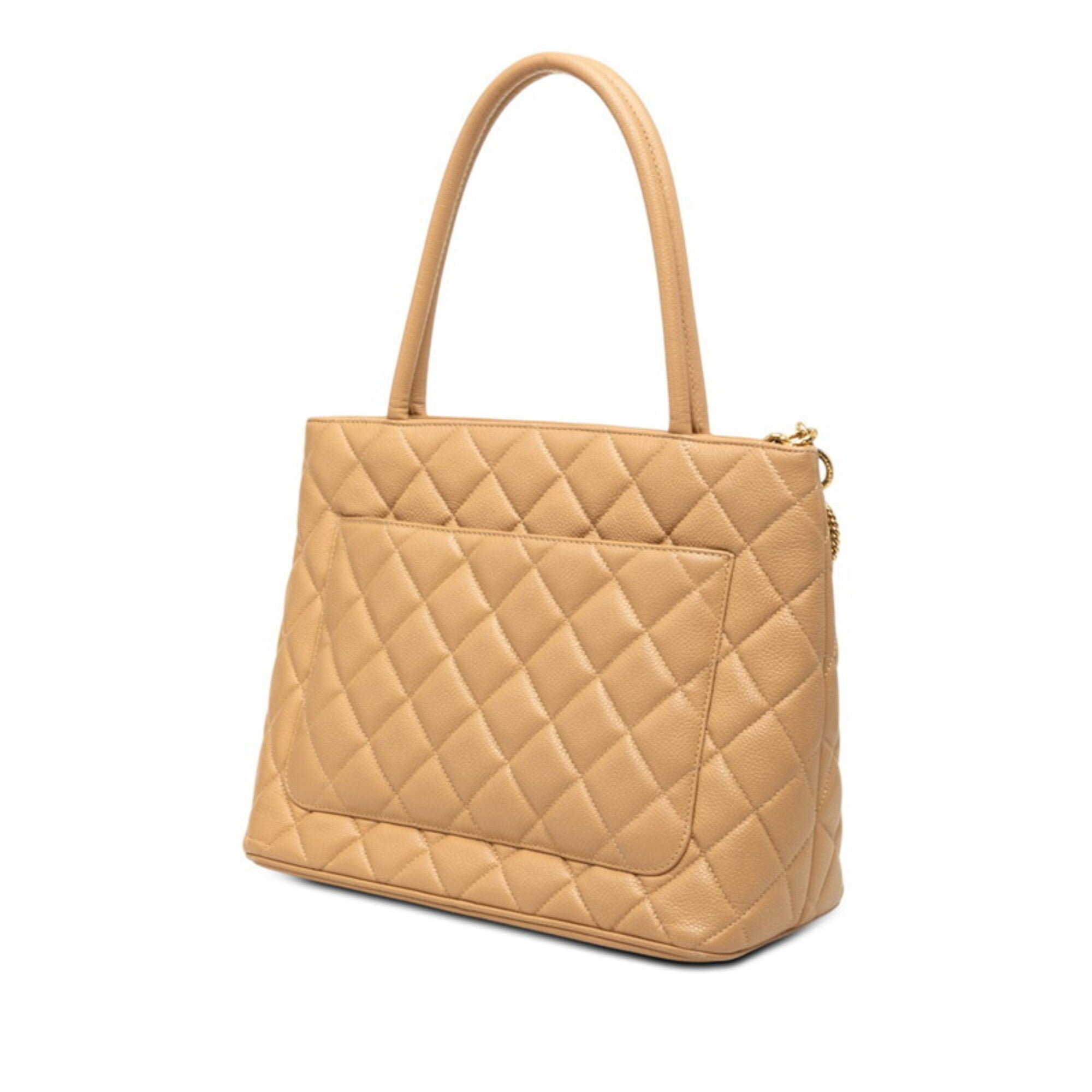 Chanel Matelasse Beige Grained Calfskin Handbag Tote Bag (Pre-Owned)