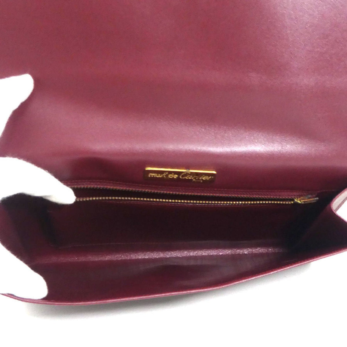 Cartier Burgundy Leather Clutch Bag (Pre-Owned)