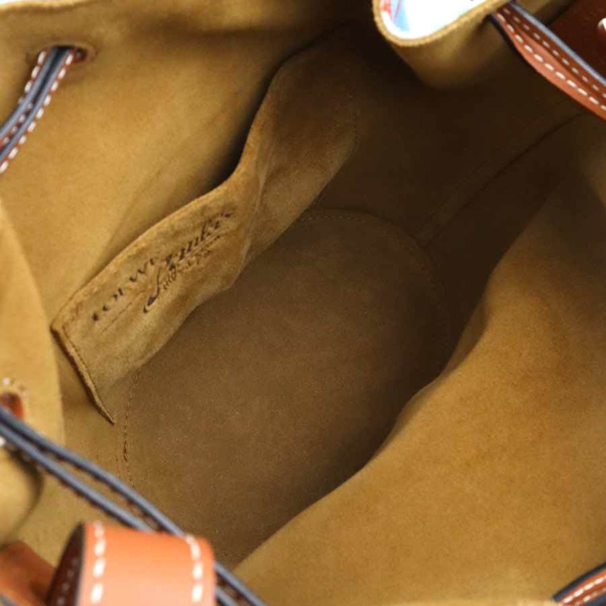 Loewe Blue Brown Canvas Leather Shoulder Bag (Pre-Owned)