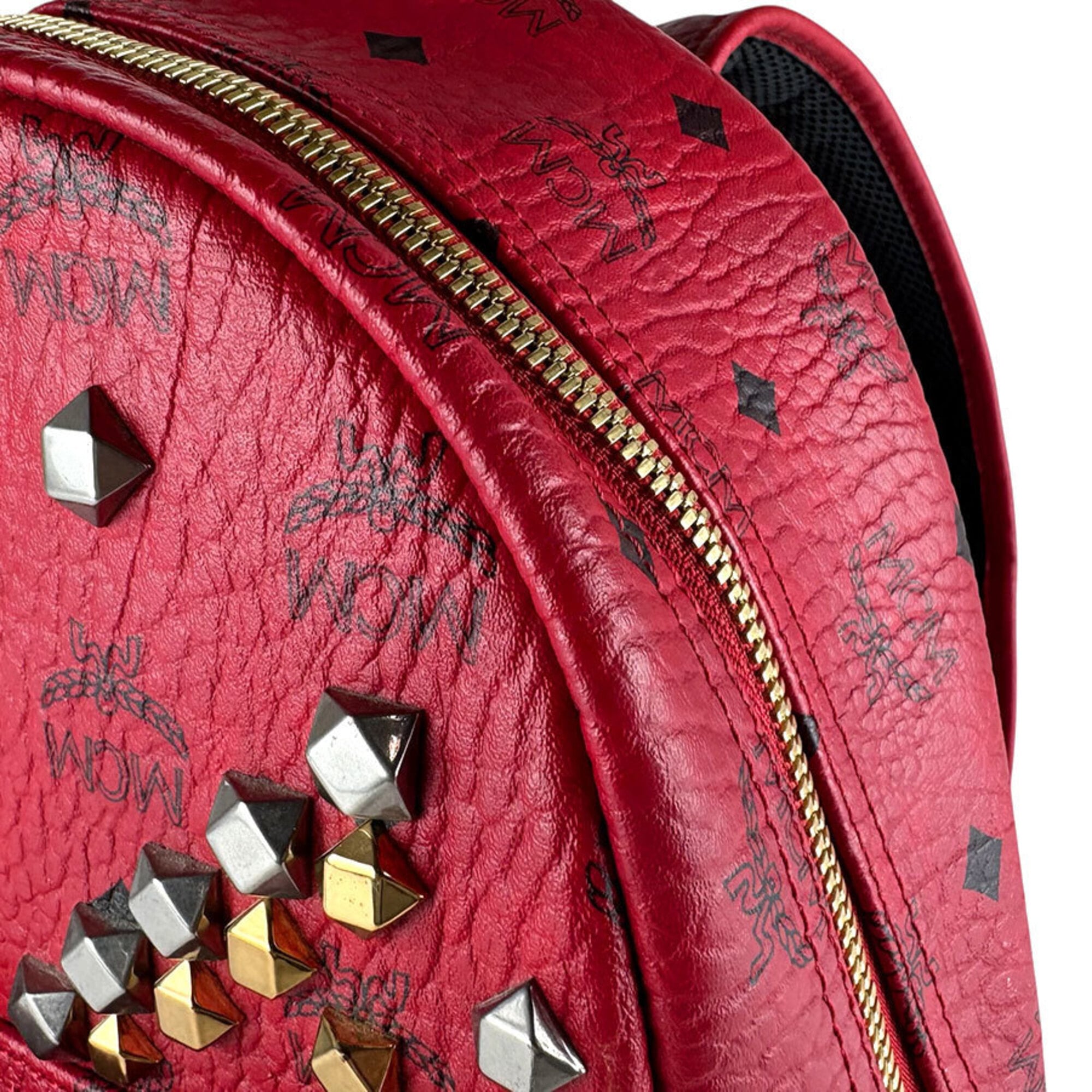 Mcm Red Color Leather Backpack (Pre-Owned)
