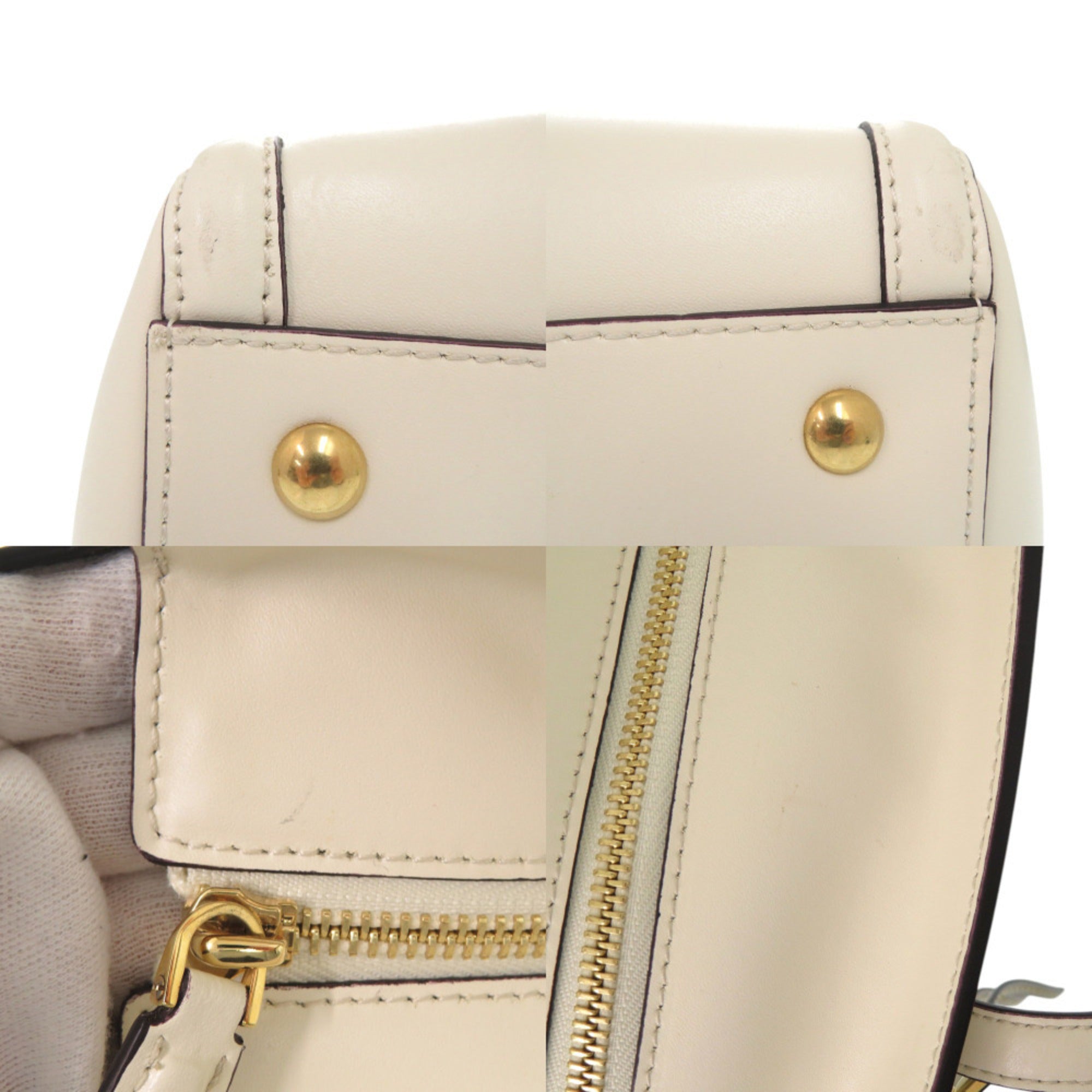 Salvatore Ferragamo White Leather Shoulder Bag Tote Bag (Pre-Owned)