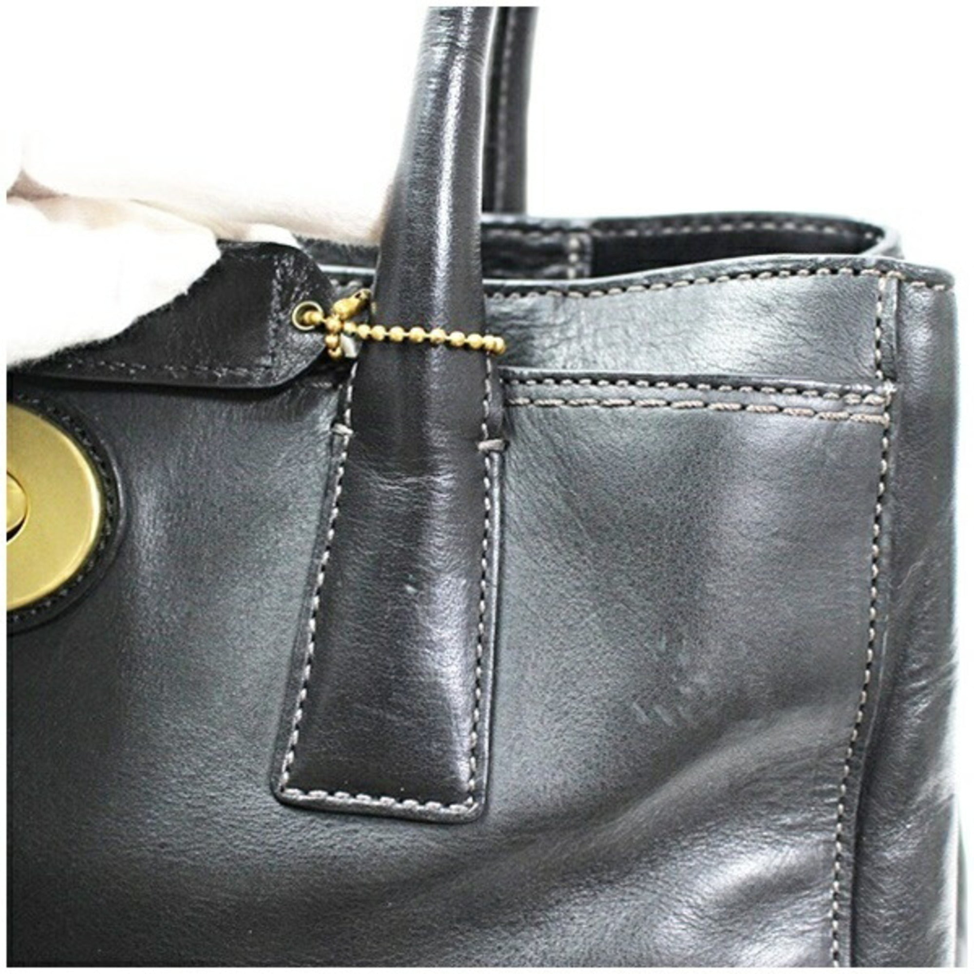 Coach Black Leather Tote Bag (Pre-Owned)