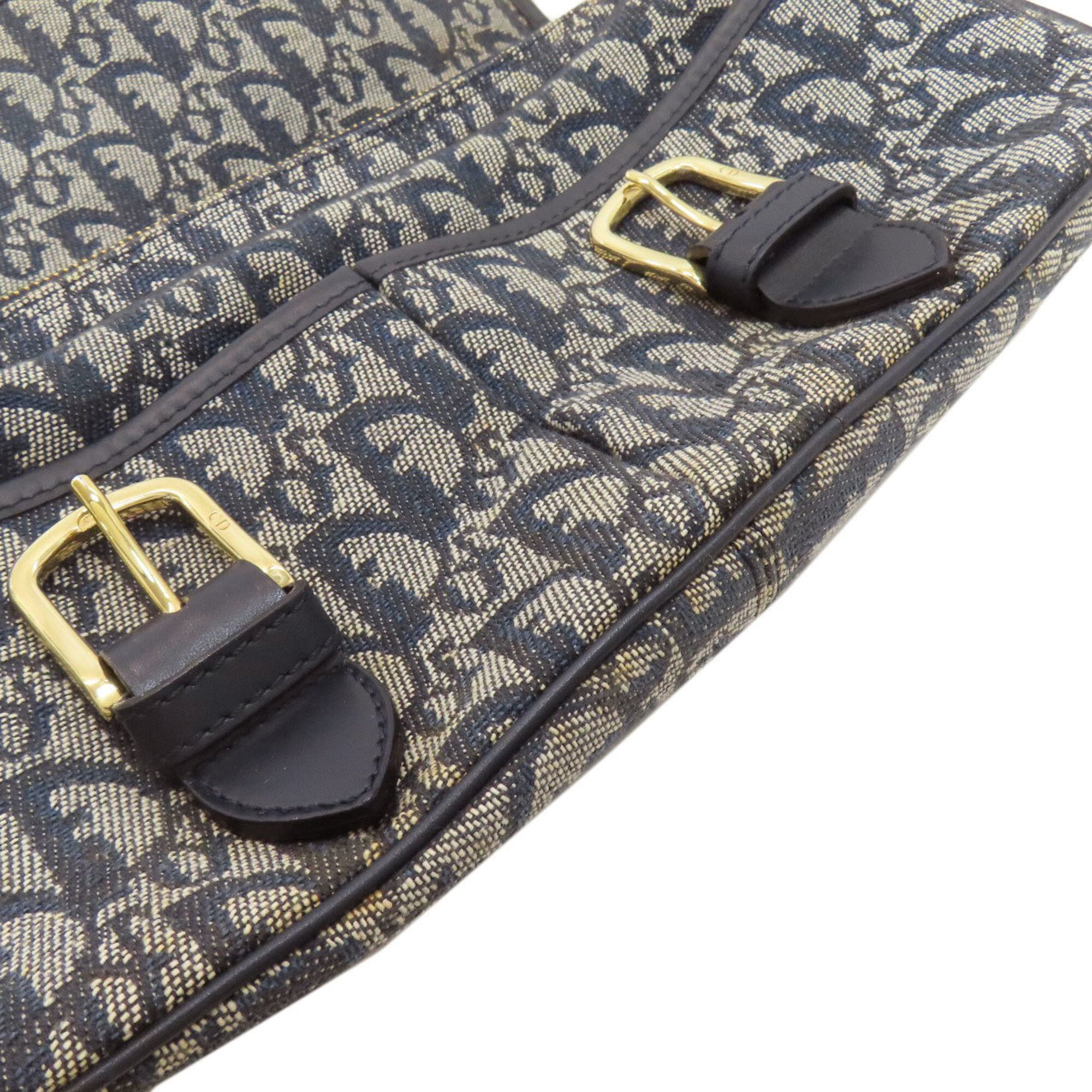 Christian Dior Trotter Navy Canvas Shoulder Bag (Pre-Owned)