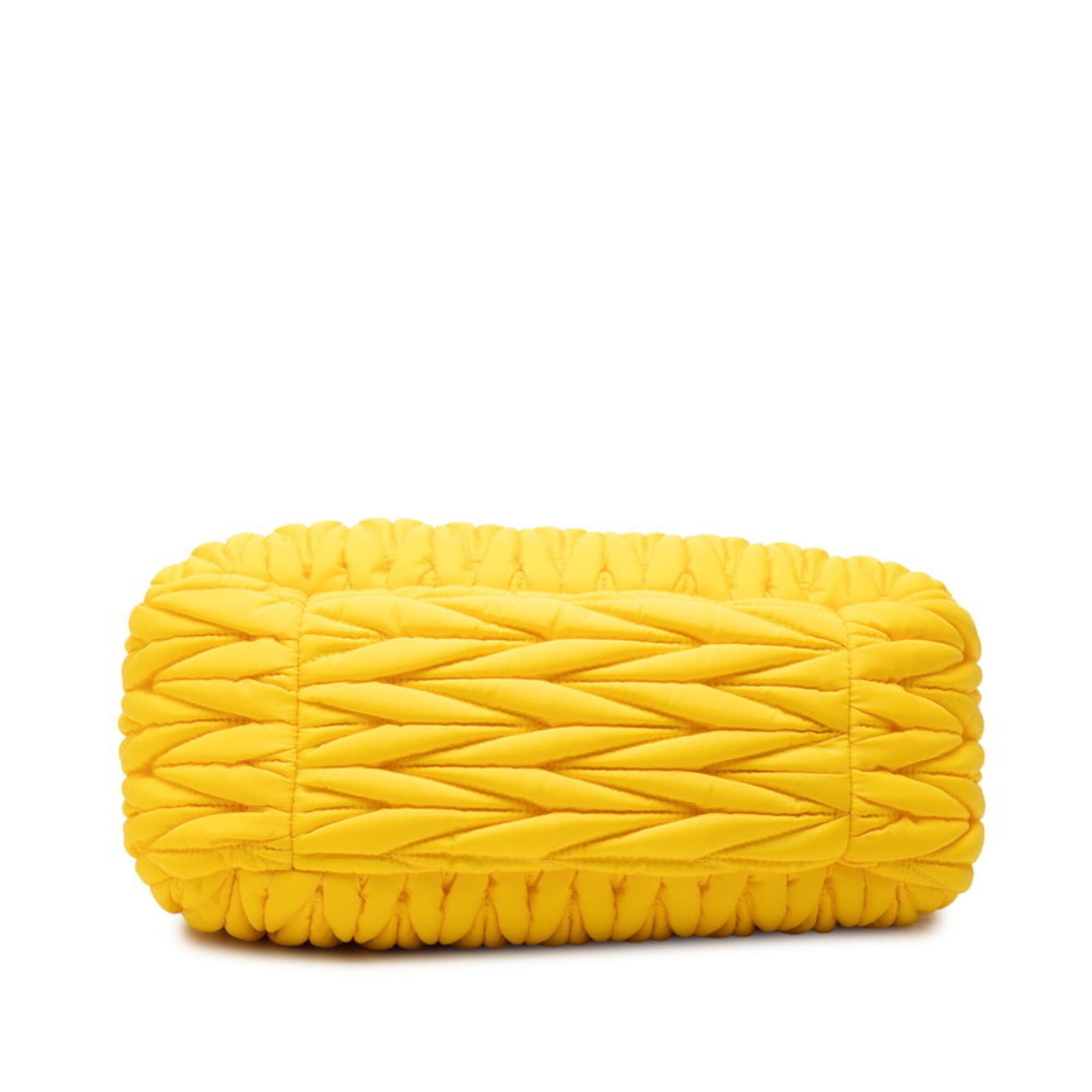 Miu Miu Matelasse Yellow Nylon Leather Handbag Shoulder Bag (Pre-Owned)