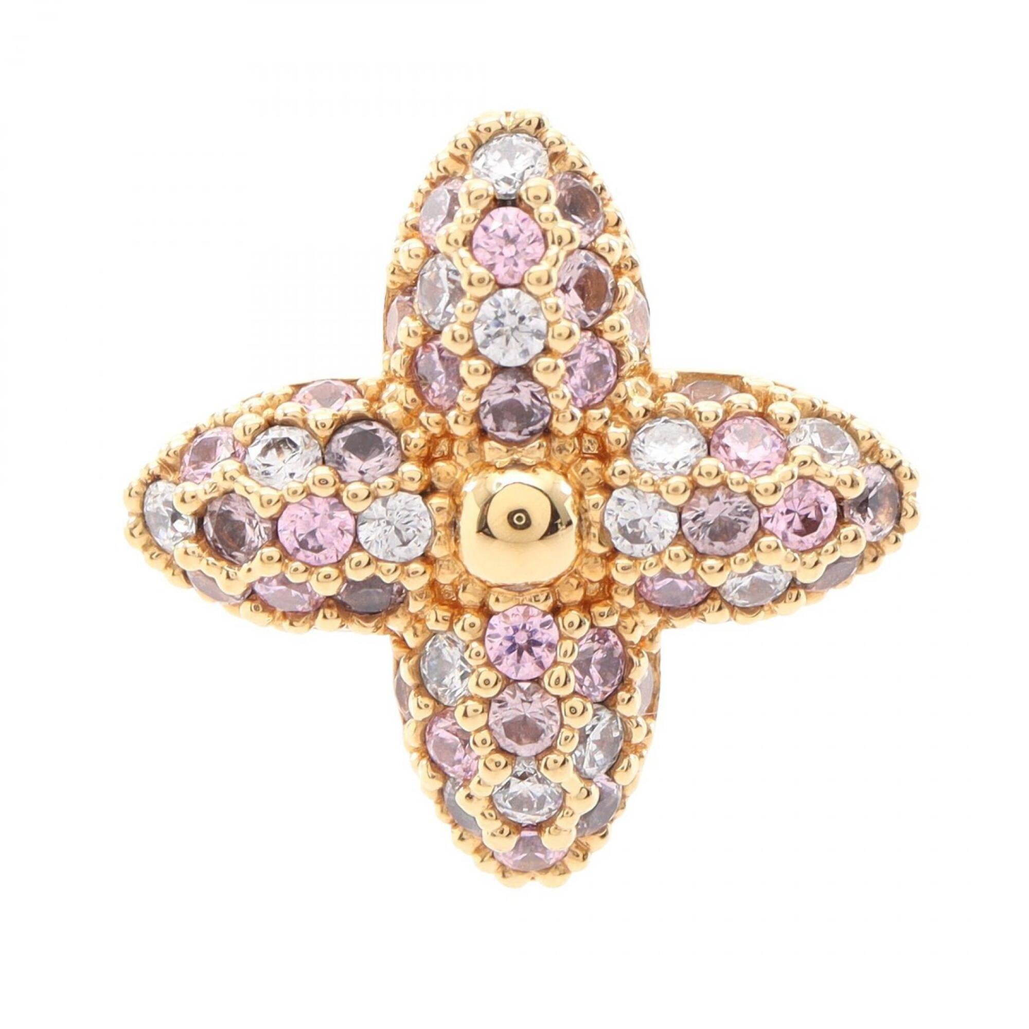 Louis Vuitton Gold Pink Gold Clear Gold Plating Rhinestone Band Ring (Pre-Owned)