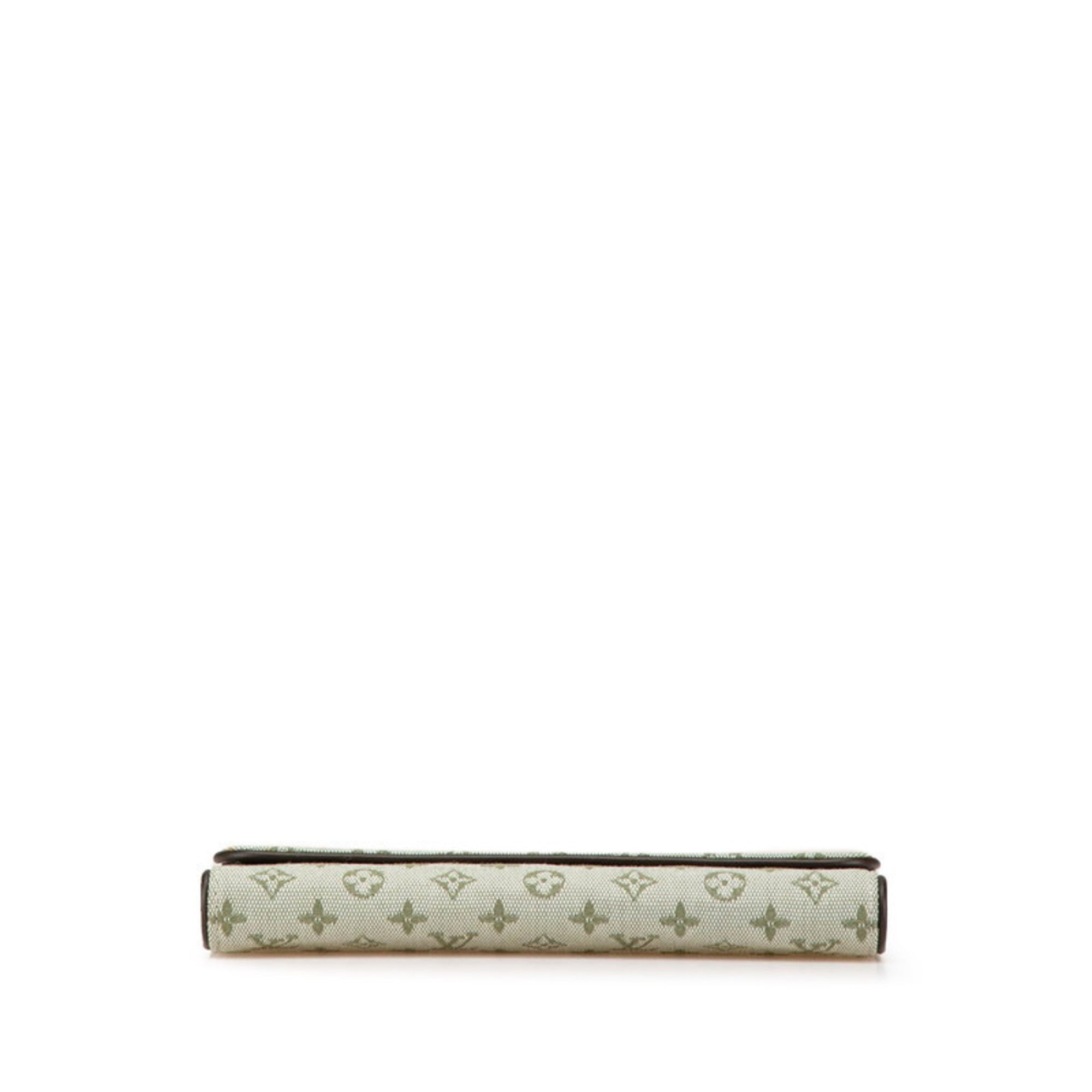 Louis Vuitton Brown Green Canvas Leather Long Wallet (Bi-Fold) (Pre-Owned)