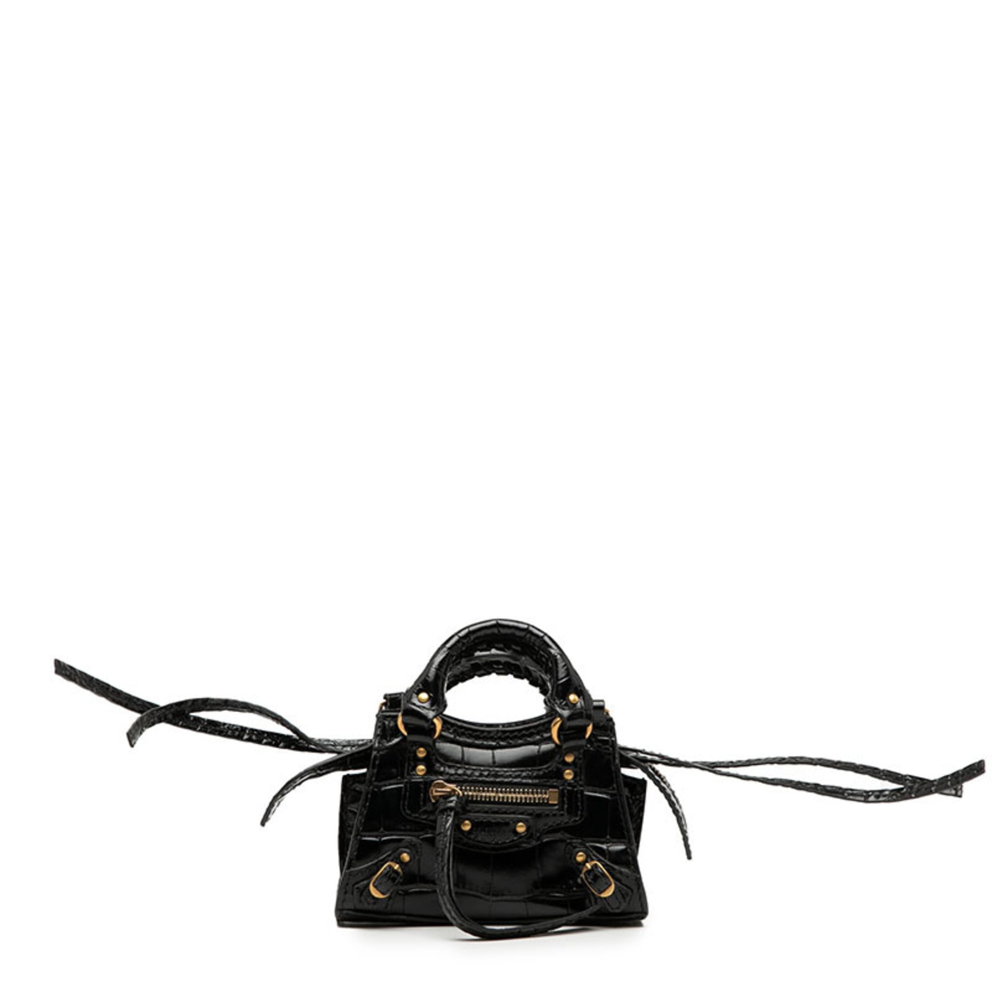 Balenciaga Black Leather Handbag Shoulder Bag (Pre-Owned)