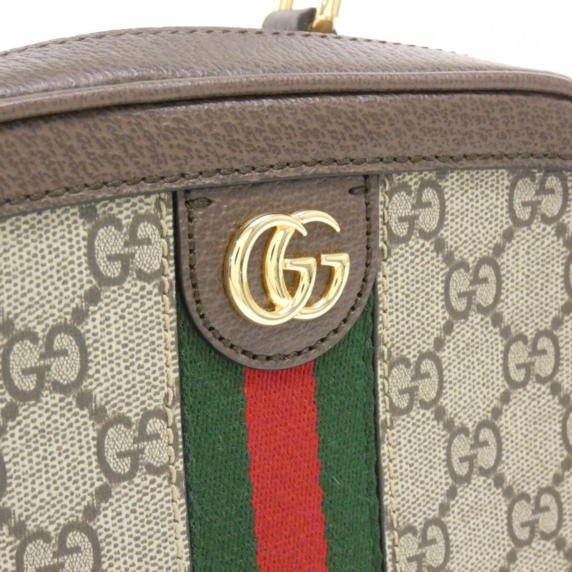 Gucci Ophidia Beige Brown Gg Supreme Leather Handbag (Pre-Owned)