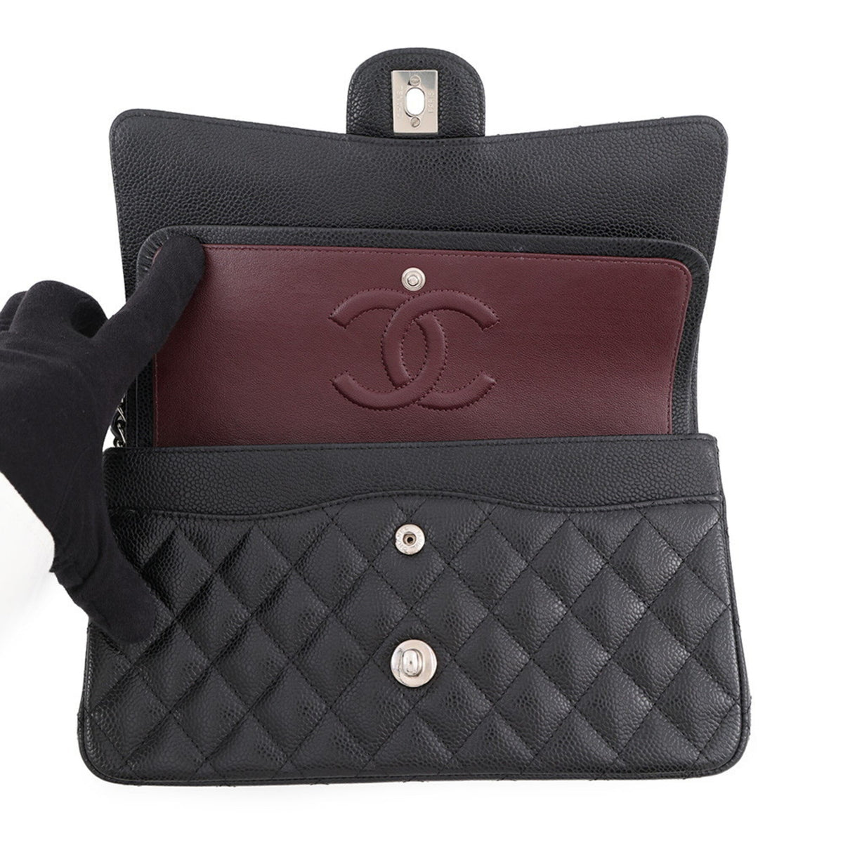 Chanel Matelasse Black Grained Calfskin Handbag Shoulder Bag (Pre-Owned)