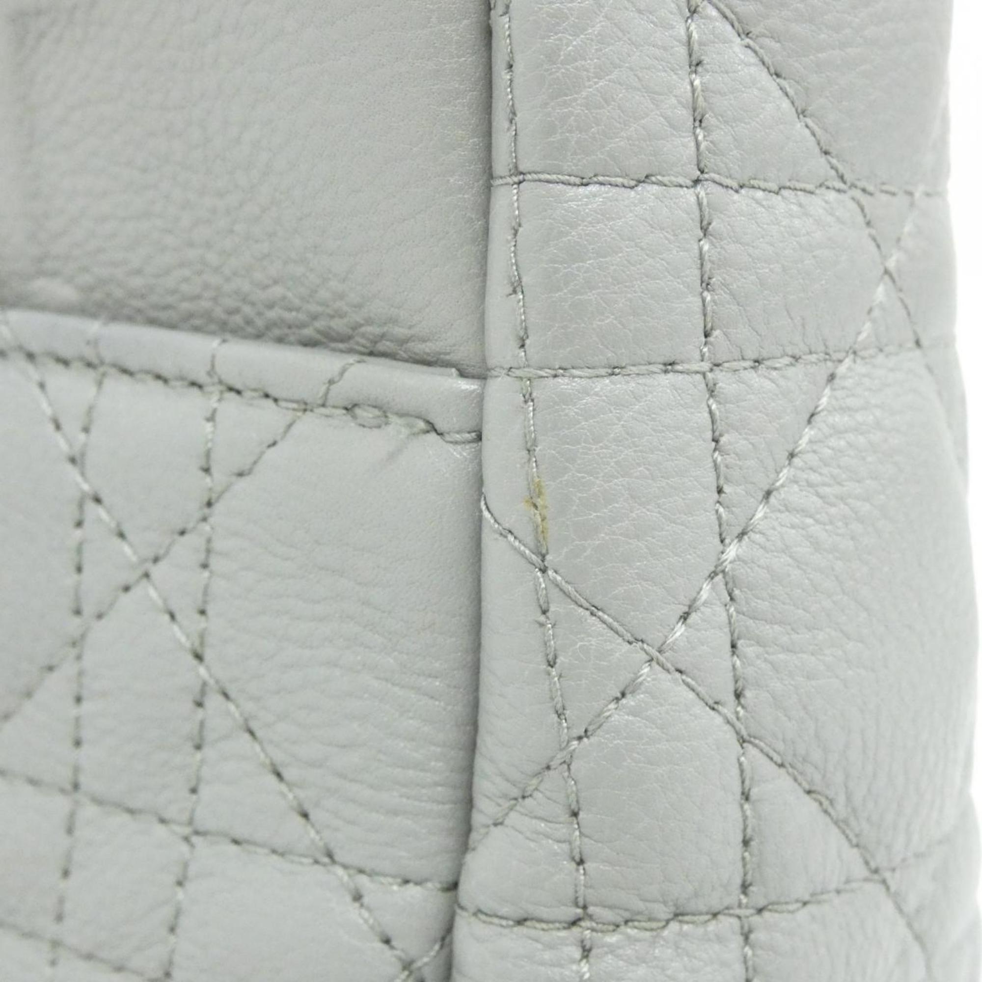 Christian Dior Gray Leather Shoulder Bag (Pre-Owned)