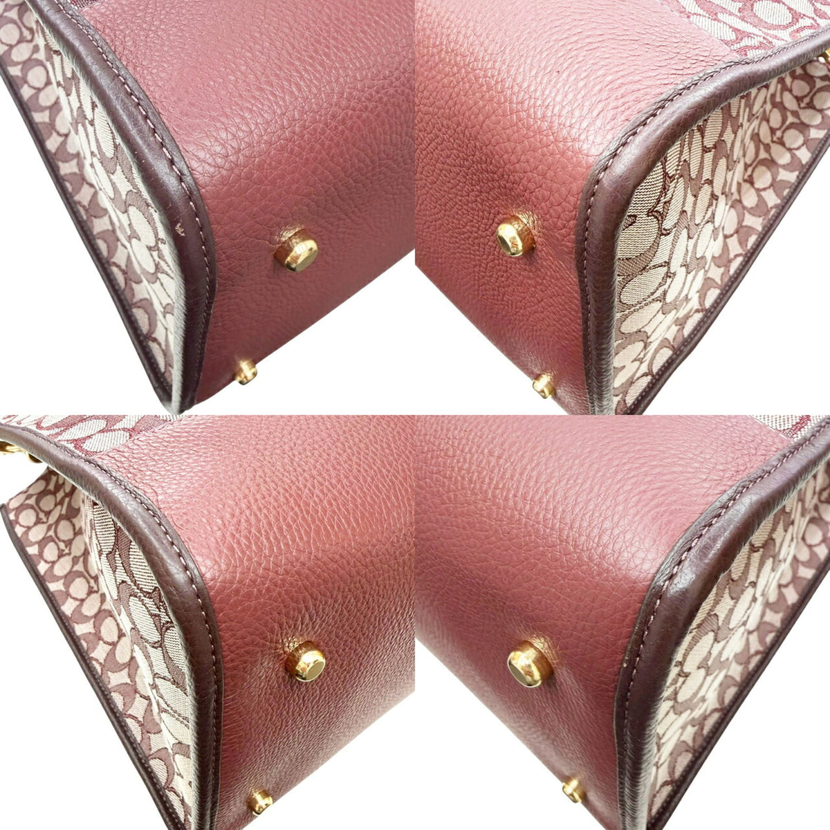 Coach Red Color Wine Leather Canvas Tote Bag (Pre-Owned)