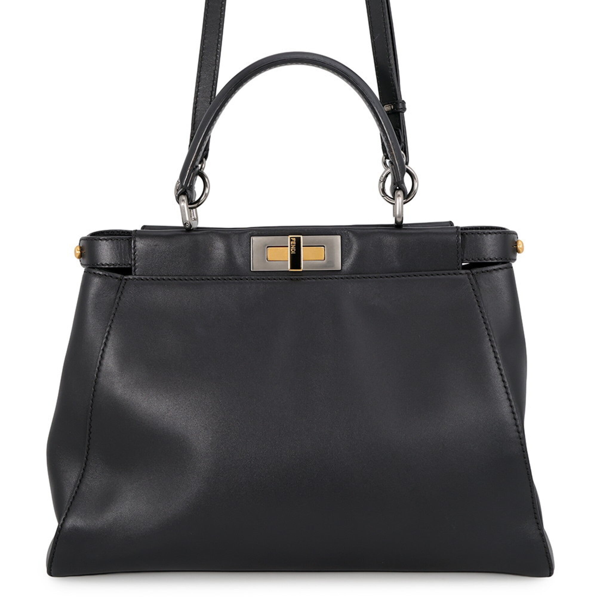 Fendi Peekaboo Black Leather Handbag Shoulder Bag (Pre-Owned)