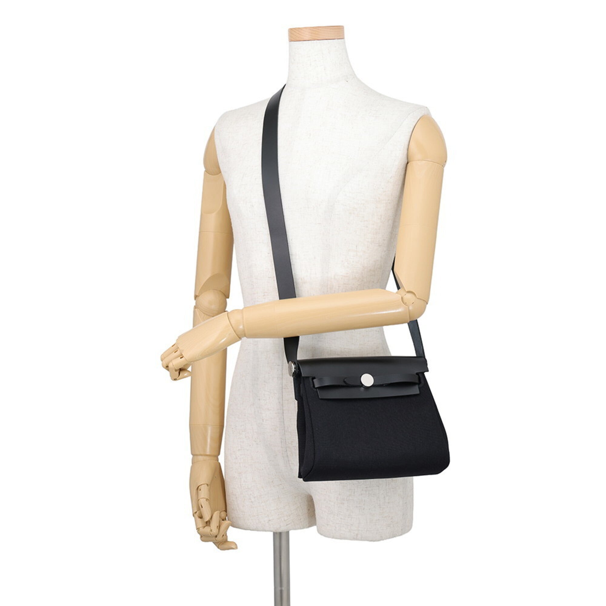 Hermes Kara Black Toile H Handbag Shoulder Bag (Pre-Owned)