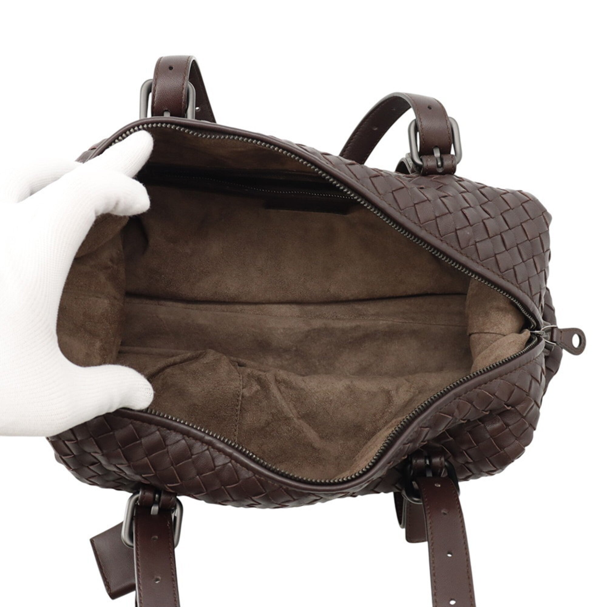 Bottega Veneta Intrecciato Bordeaux Leather Handbag (Pre-Owned)