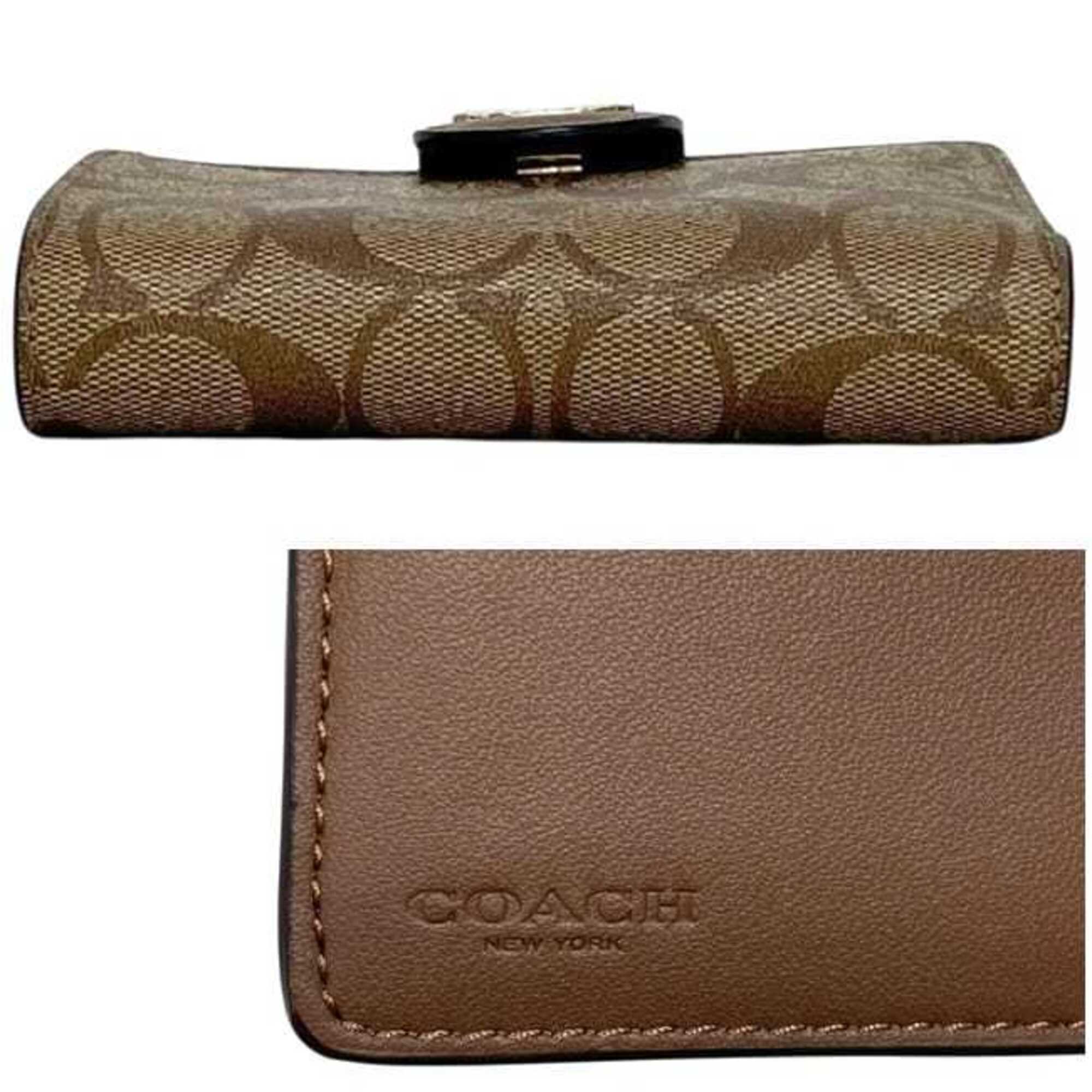 Coach Beige Brown Pvc Leather Wallet (Bi-Fold) (Pre-Owned)