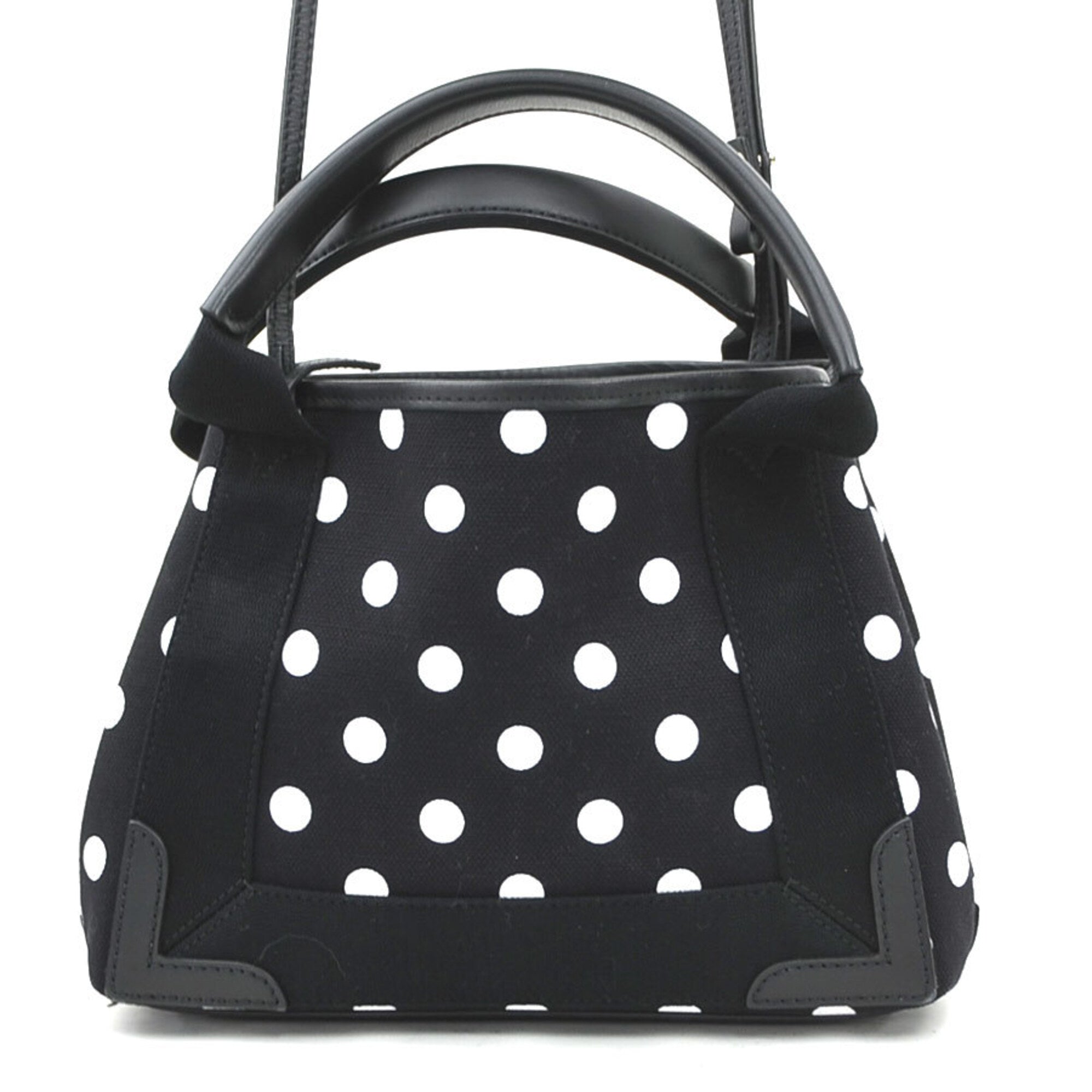 Balenciaga Black White Canvas Leather Handbag Shoulder Bag (Pre-Owned)