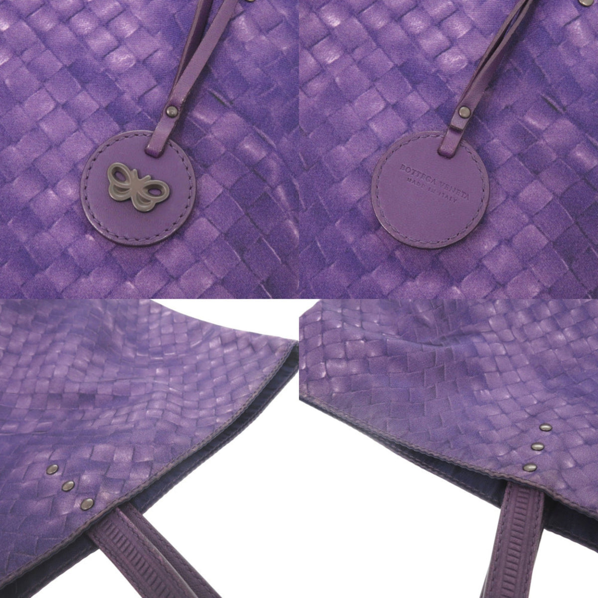 Bottega Veneta Purple Nylon Leather Tote Bag (Pre-Owned)