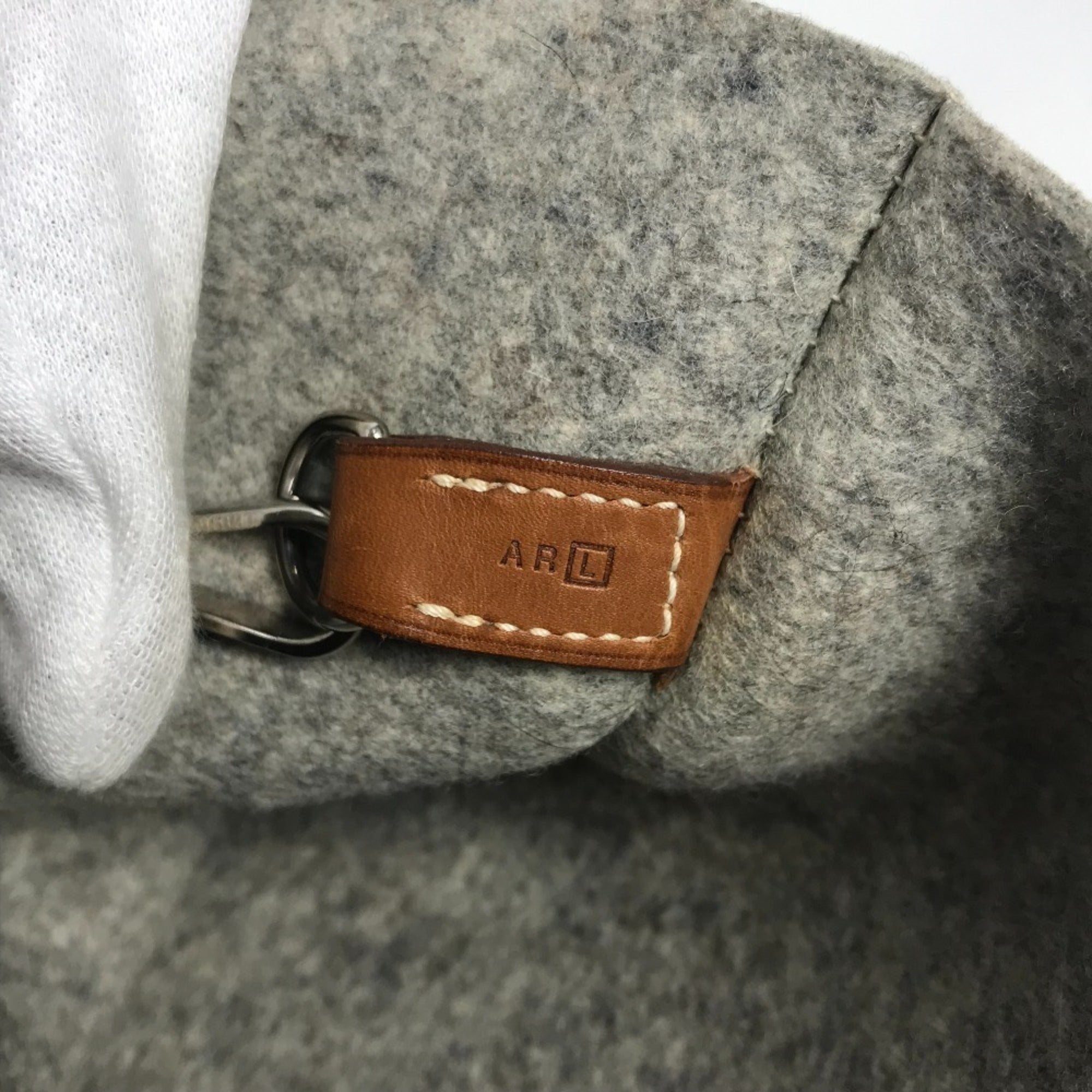 Hermes Karimi Brown Gray Felt Leather Shoulder Bag Tote Bag (Pre-Owned)