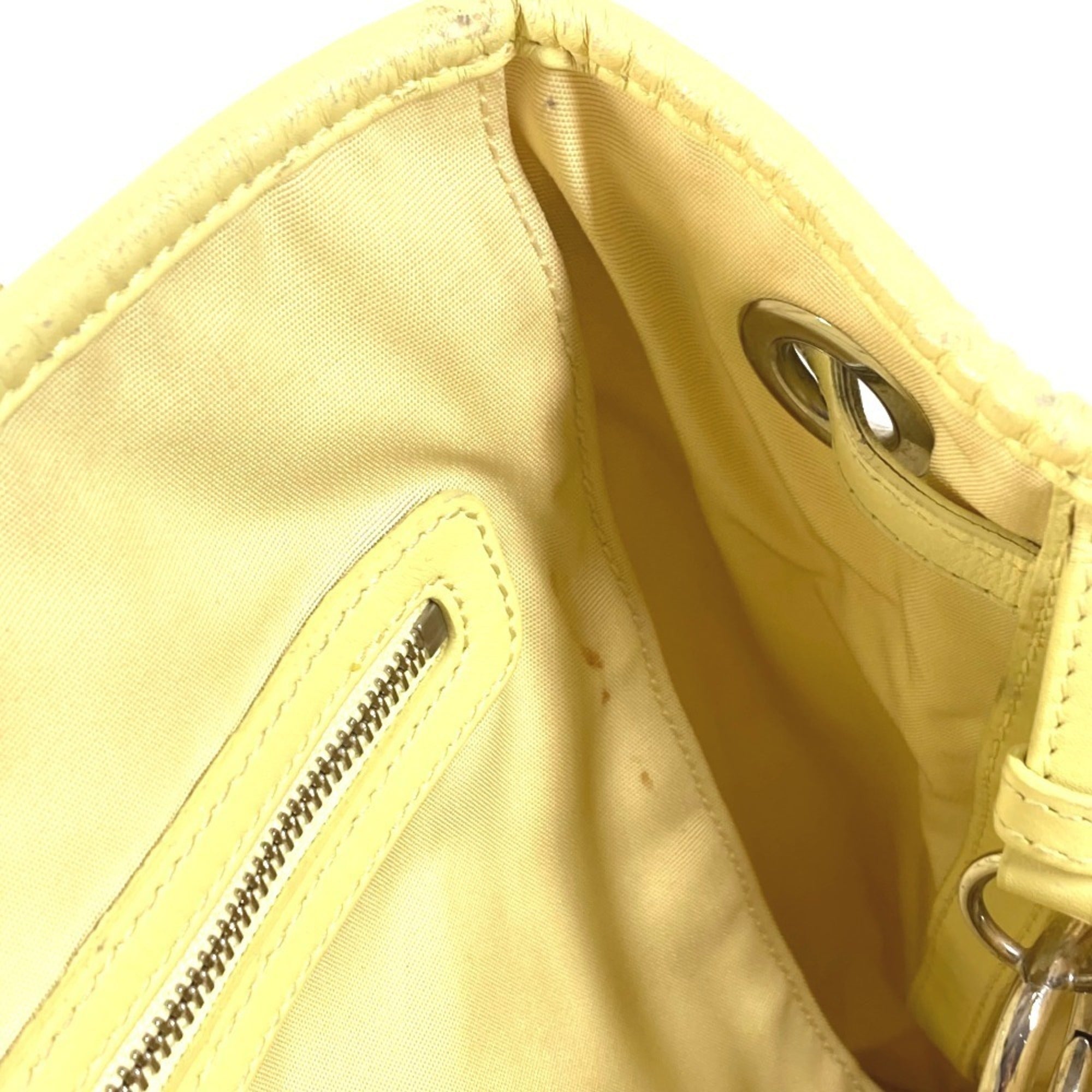 Christian Dior Yellow Leather Coated Canvas Shoulder Bag Tote Bag (Pre-Owned)