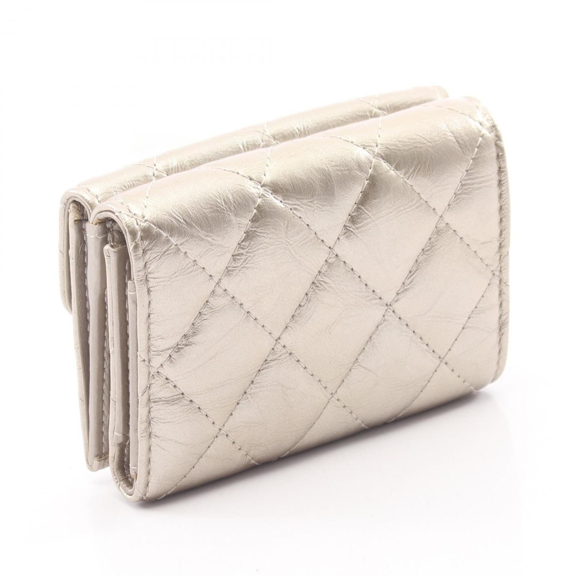 Chanel Gold Leather Wallet (Tri-Fold) (Pre-Owned)