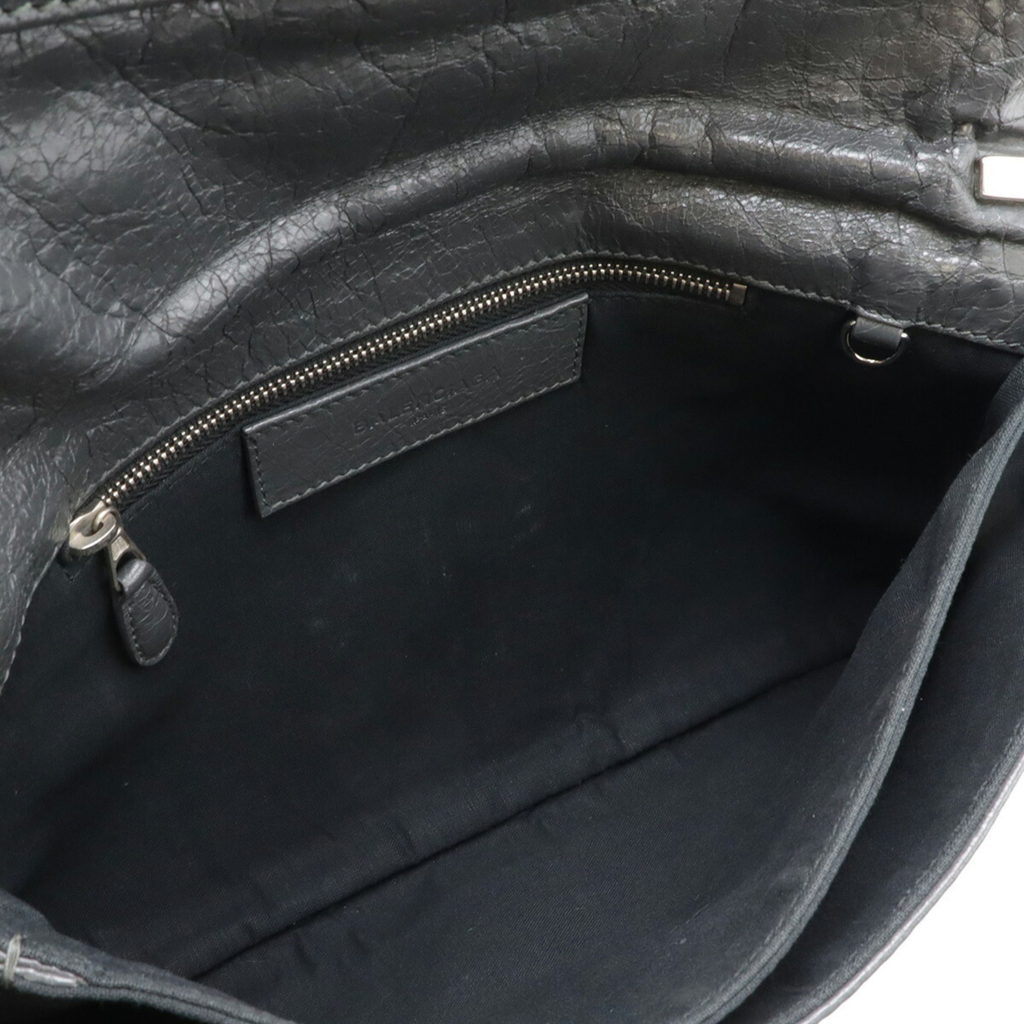 Balenciaga Giant Dark Gray Leather Clutch Bag Shoulder Bag (Pre-Owned)