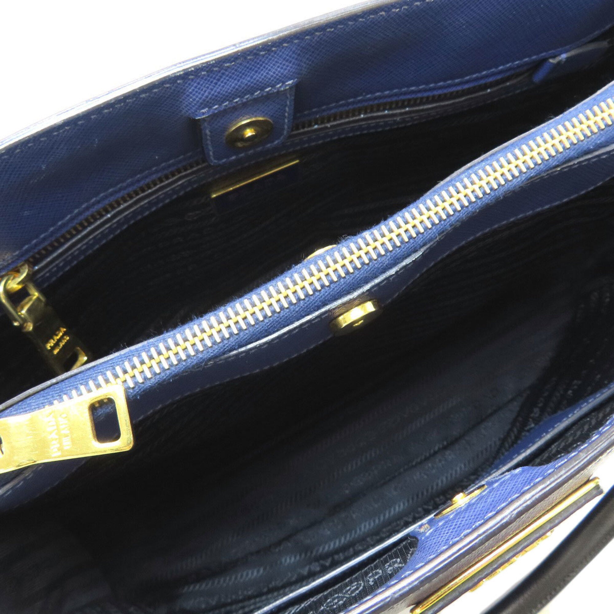 Prada Saffiano Black Blue Saffiano Tote Bag (Pre-Owned)