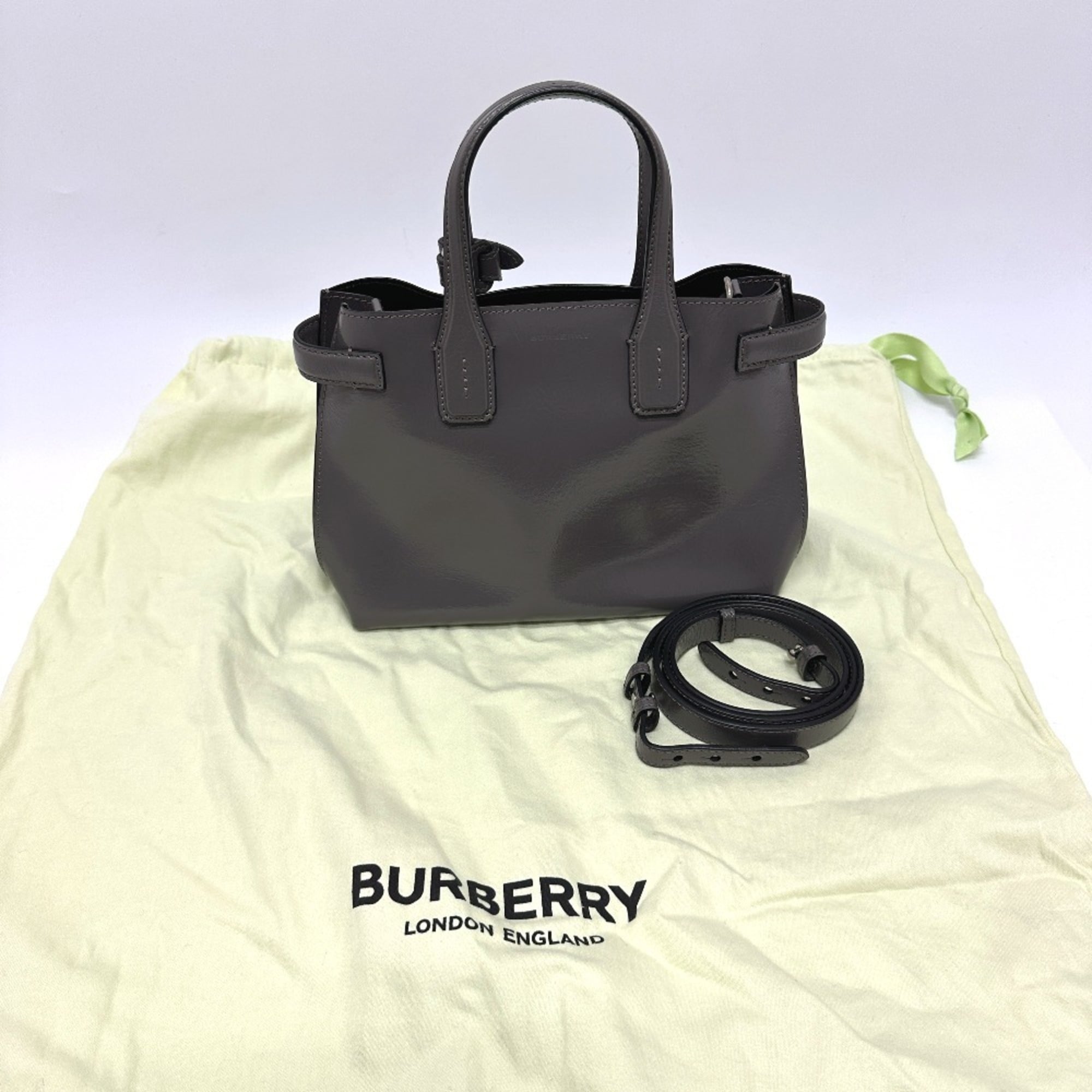 Burberry Gray Elastane Leather Handbag Shoulder Bag (Pre-Owned)