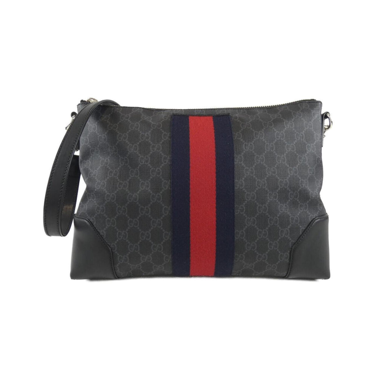 Gucci Black Gray Gg Supreme Canvas Shoulder Bag (Pre-Owned)