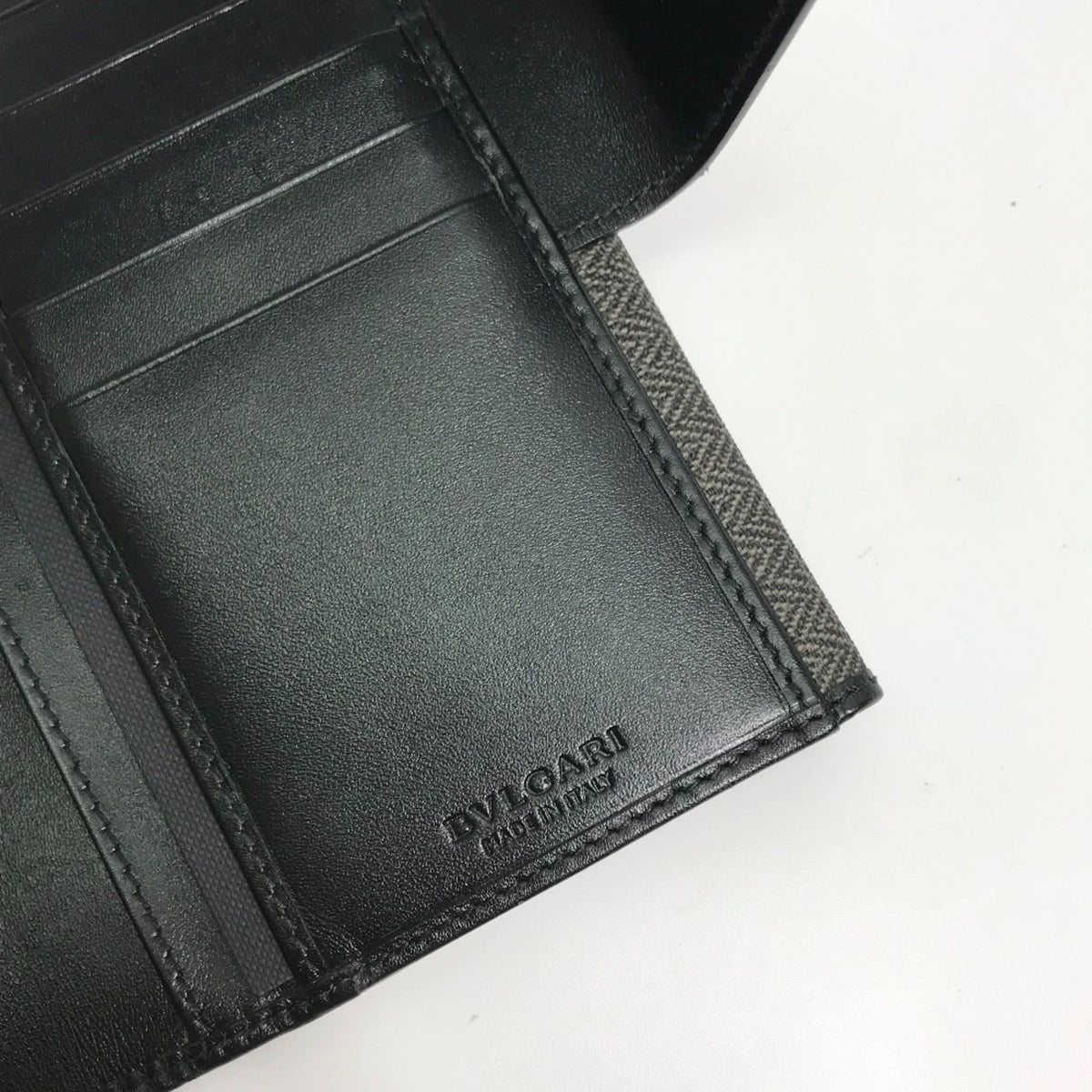 Bvlgari Gray Pvc Leather Long Wallet (Bi-Fold) (Pre-Owned)
