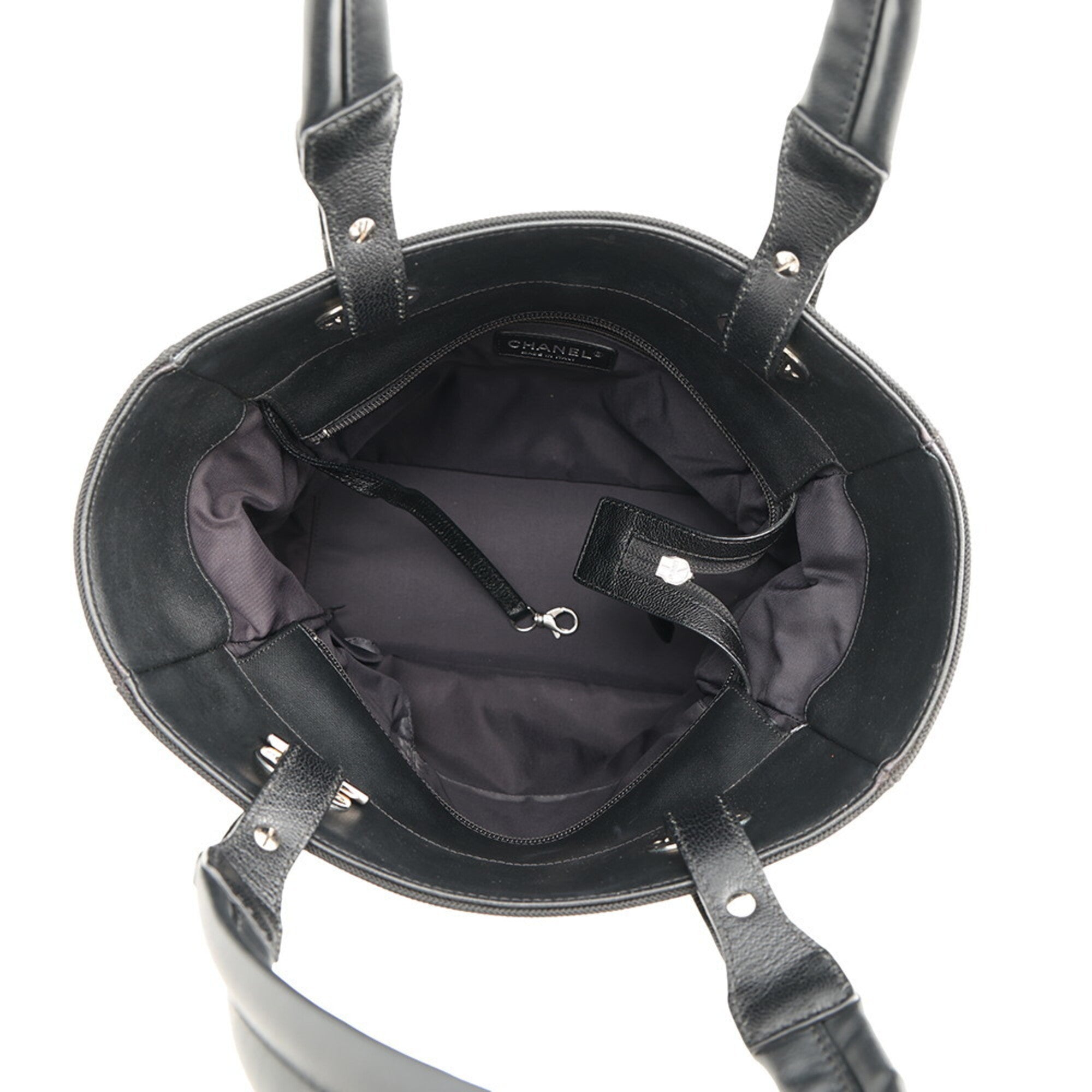Chanel Matelasse Black Pvc Leather Handbag Tote Bag (Pre-Owned)