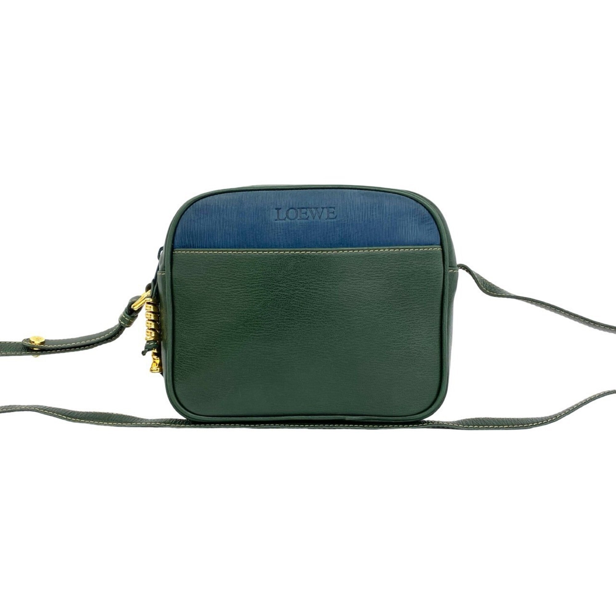 Loewe Blue Green Leather Pochette Shoulder Bag (Pre-Owned)