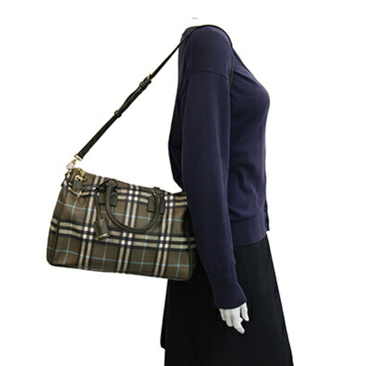 Burberry Green Olive Pvc Leather Handbag (Pre-Owned)
