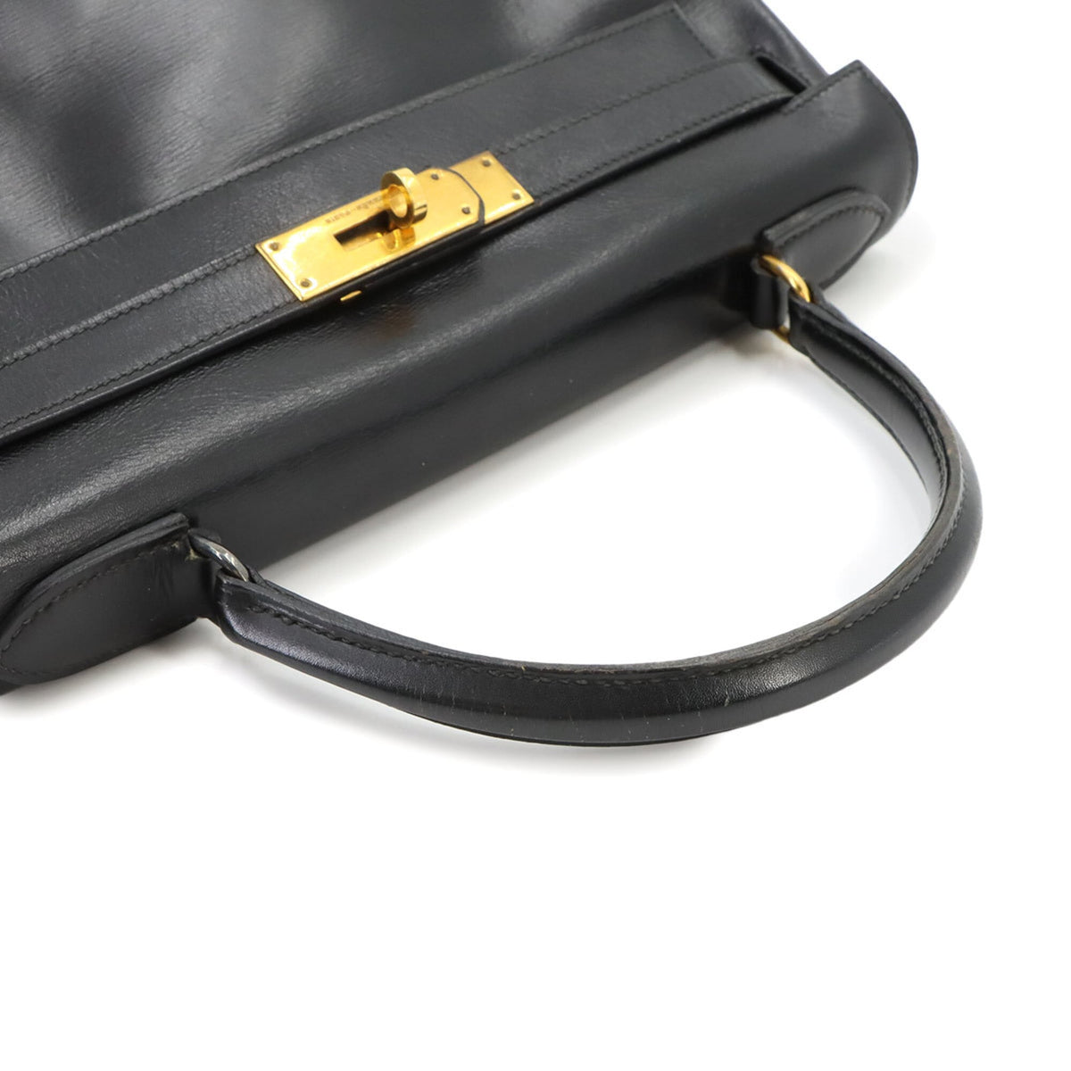 Hermes Black Box Calf Leather Handbag (Pre-Owned)