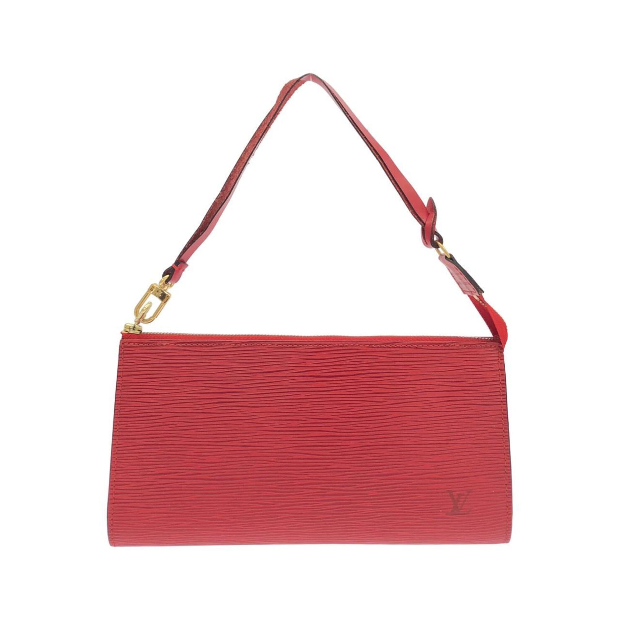 Louis Vuitton Red Color Leather Pochette Pouch (Pre-Owned)