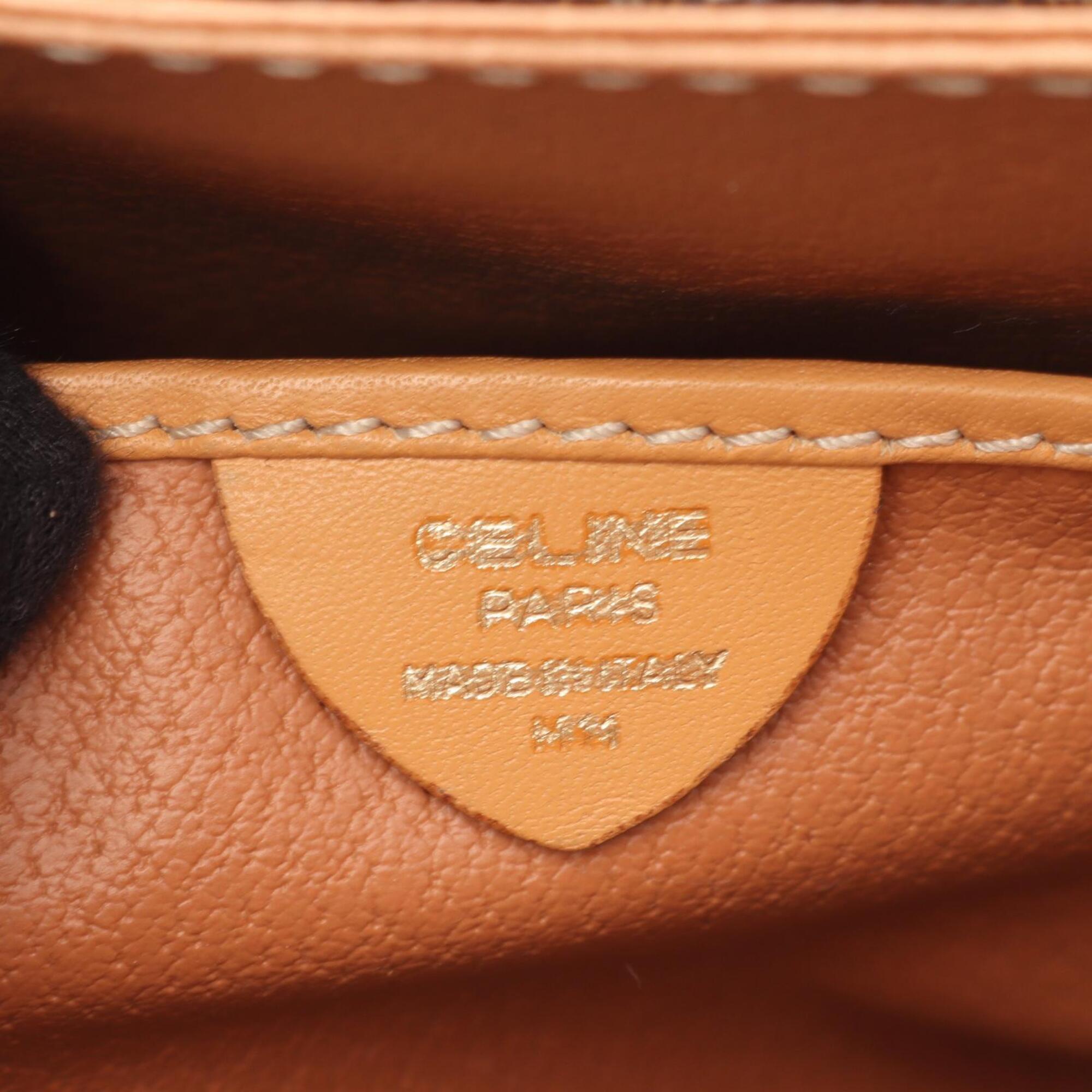Celine Brown Coated Canvas Leather Handbag Shoulder Bag (Pre-Owned)