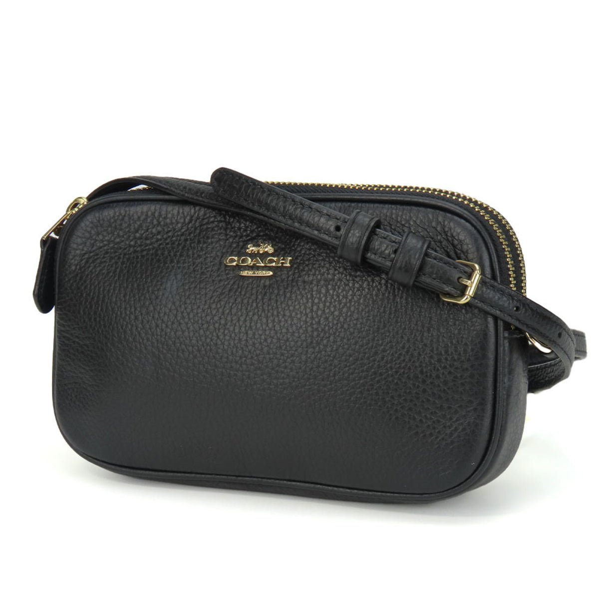 Coach Black Leather Pochette Shoulder Bag (Pre-Owned)