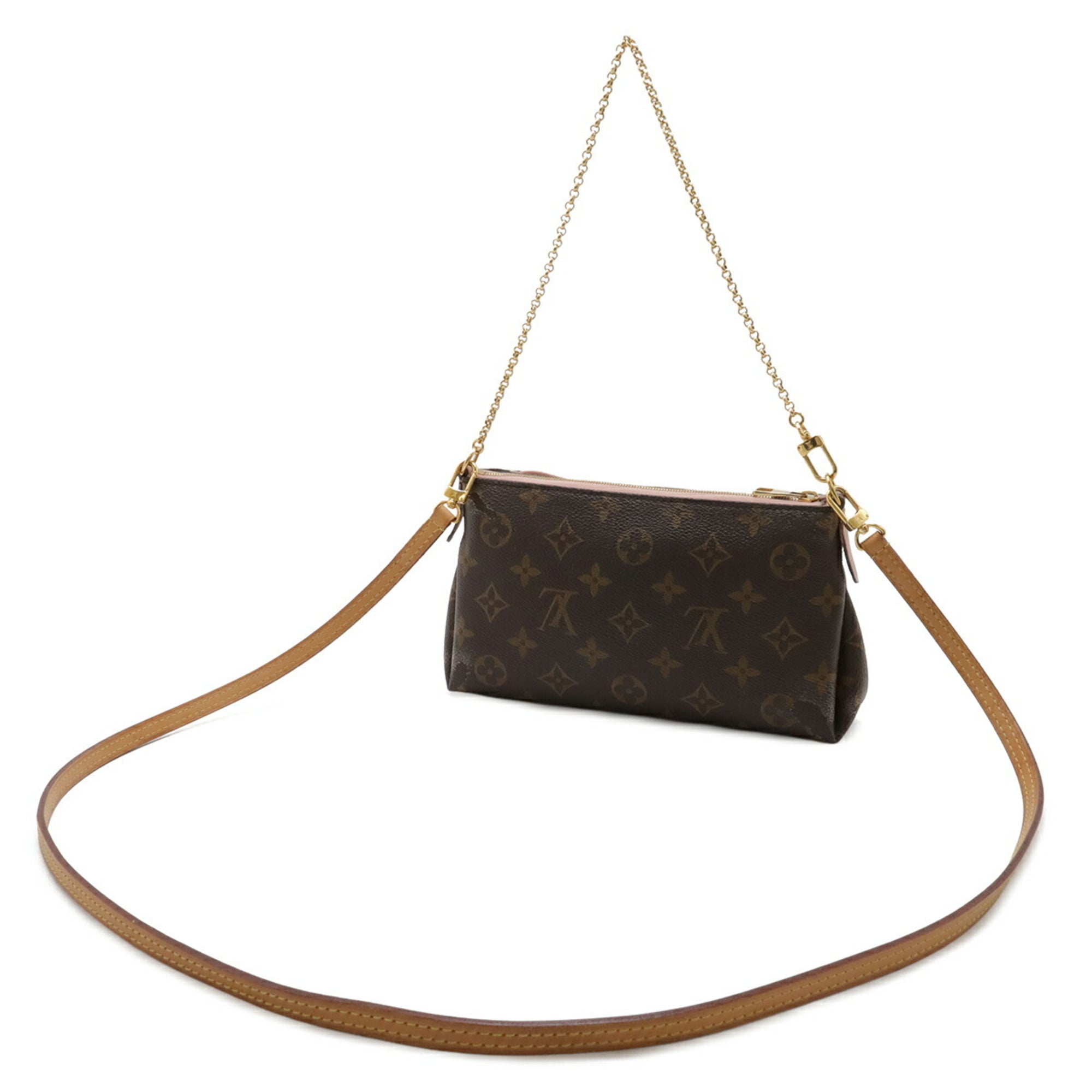 Louis Vuitton Rose Poudre Monogram Canvas Leather Clutch Bag Shoulder Bag (Pre-Owned)