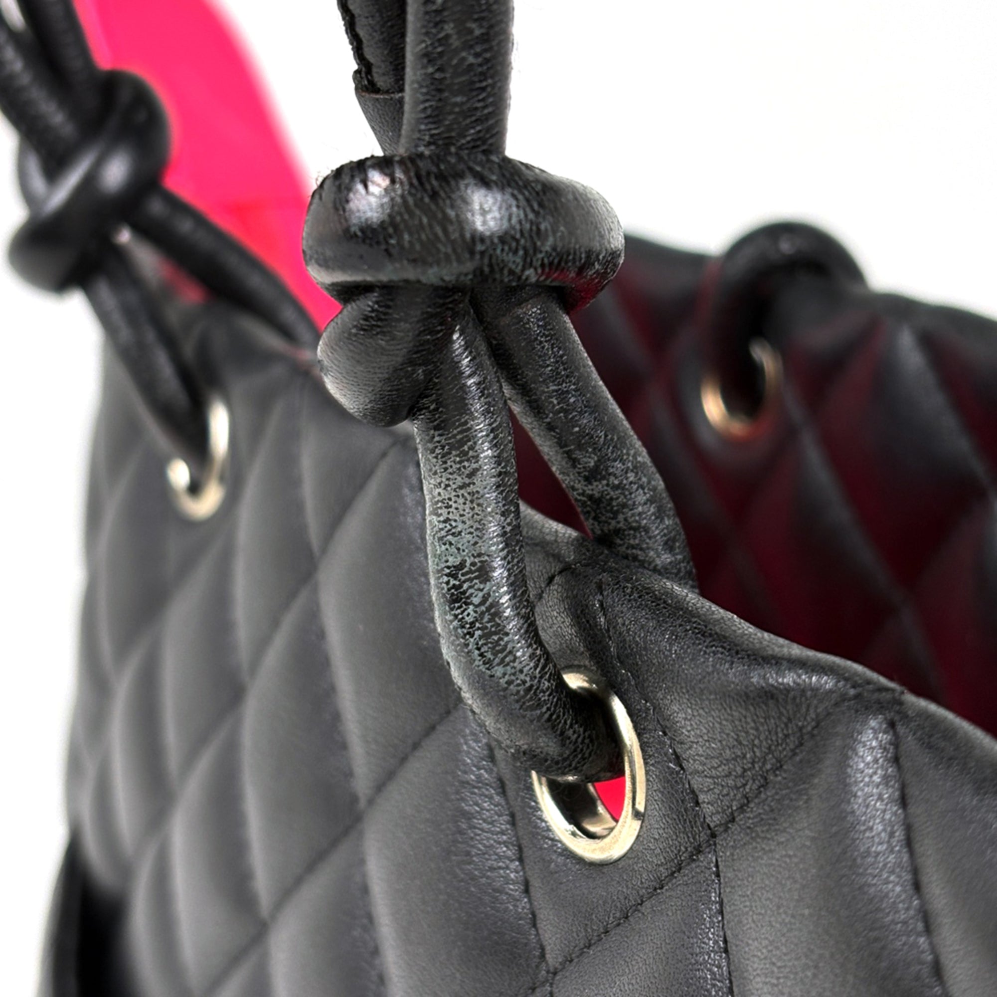 Chanel Ligne Cambon Black Leather Handbag Tote Bag (Pre-Owned)