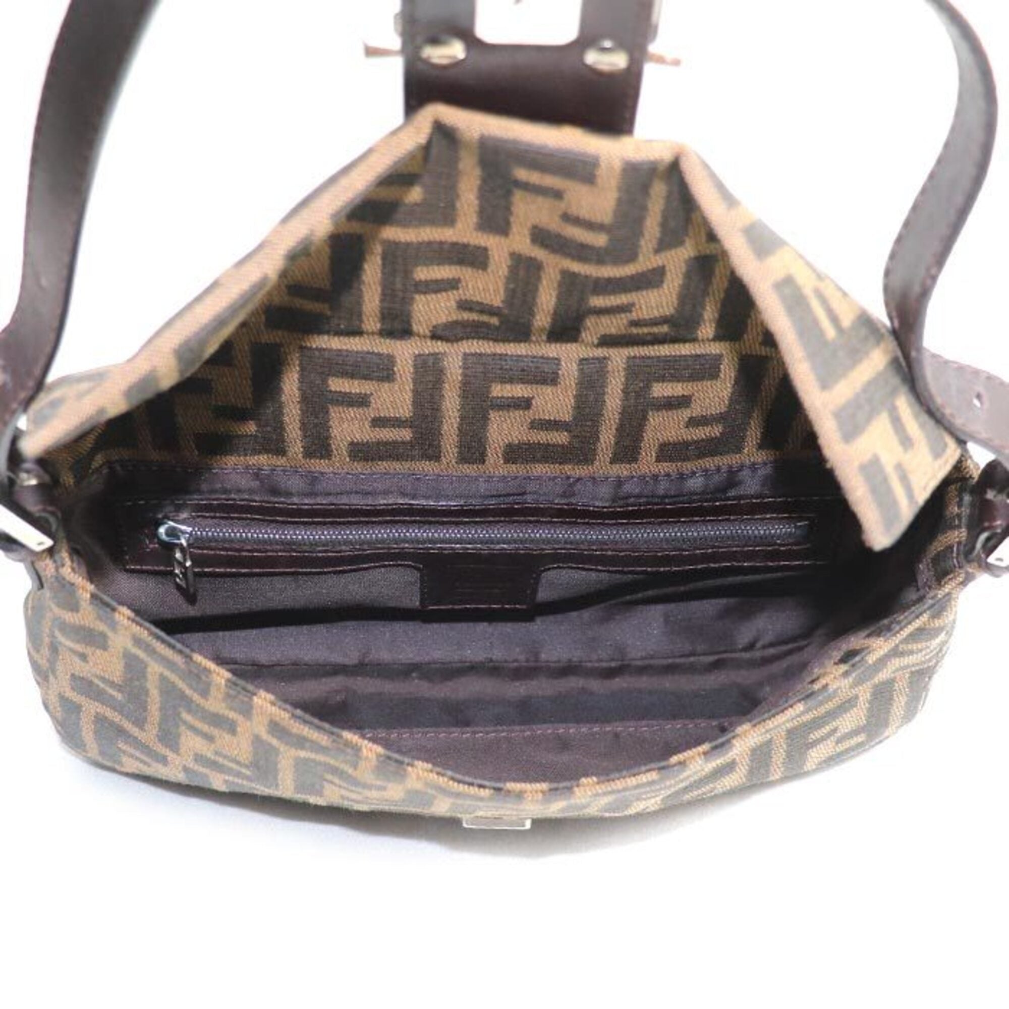 Fendi Brown Canvas Leather Handbag (Pre-Owned)