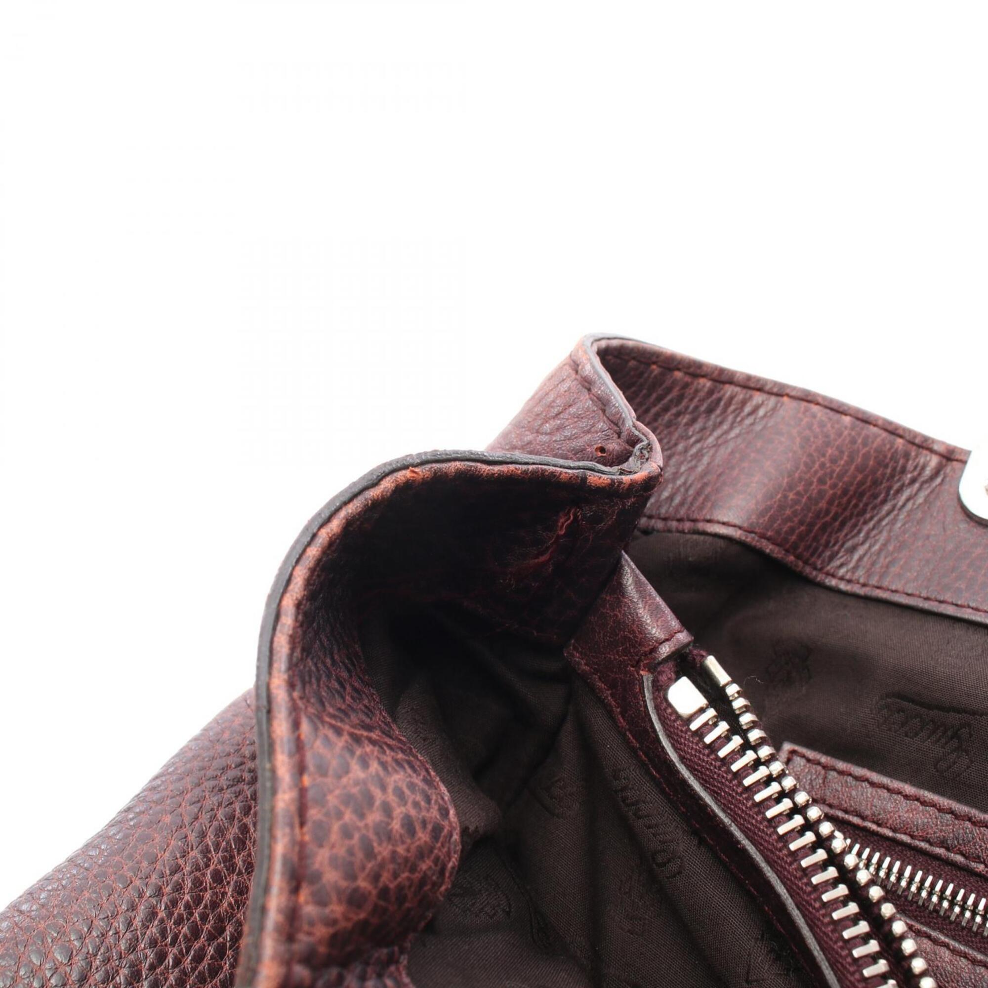 Gucci Bordeaux Leather Handbag Tote Bag (Pre-Owned)
