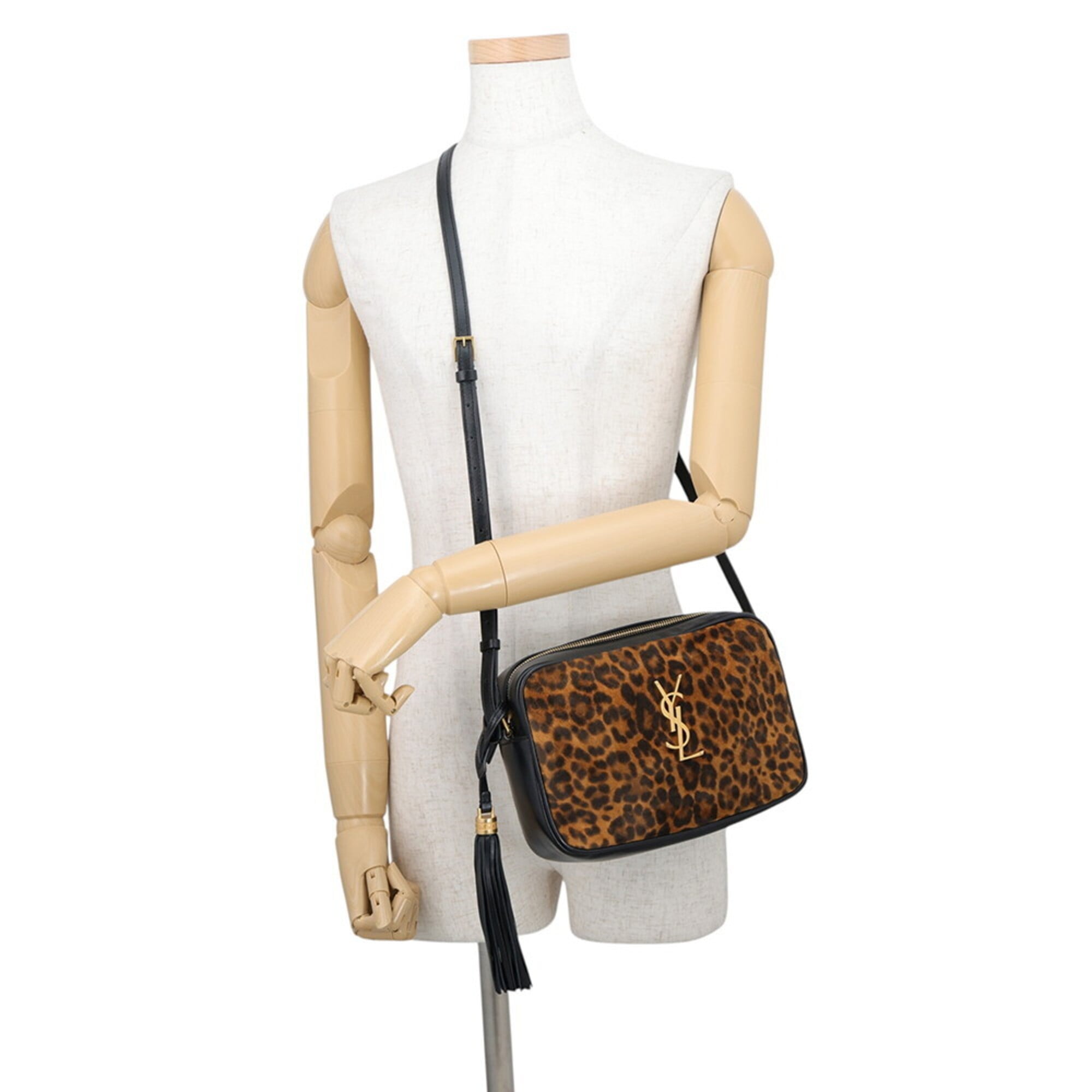 Yves Saint Laurent Black Brown Suede Leather Handbag Shoulder Bag (Pre-Owned)