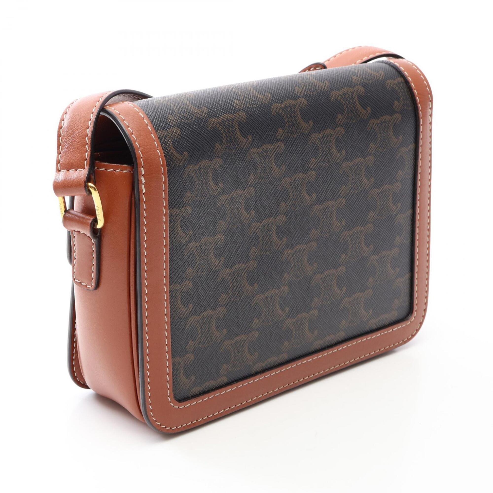 Celine Black Brown Coated Canvas Pvc Leather Handbag Shoulder Bag (Pre-Owned)