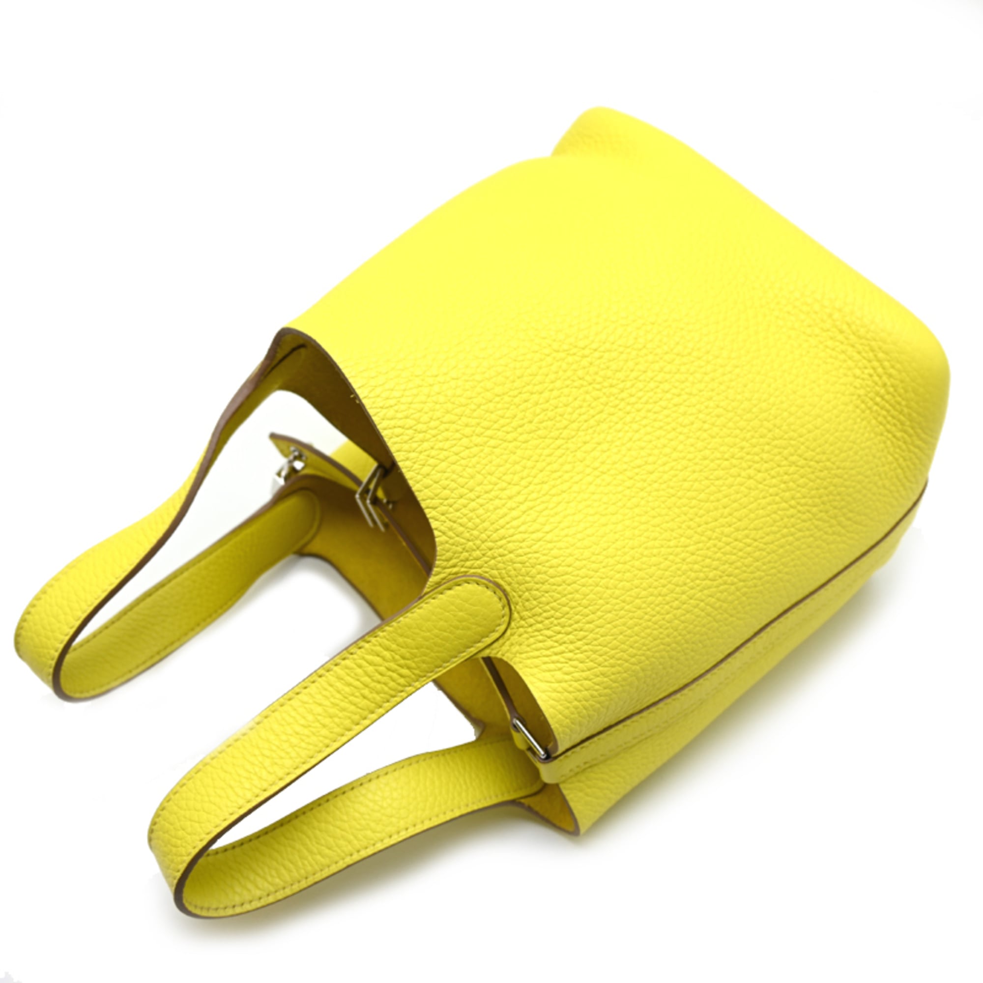 Hermes Lime Yellow Taurillon Clemence Leather Handbag (Pre-Owned)