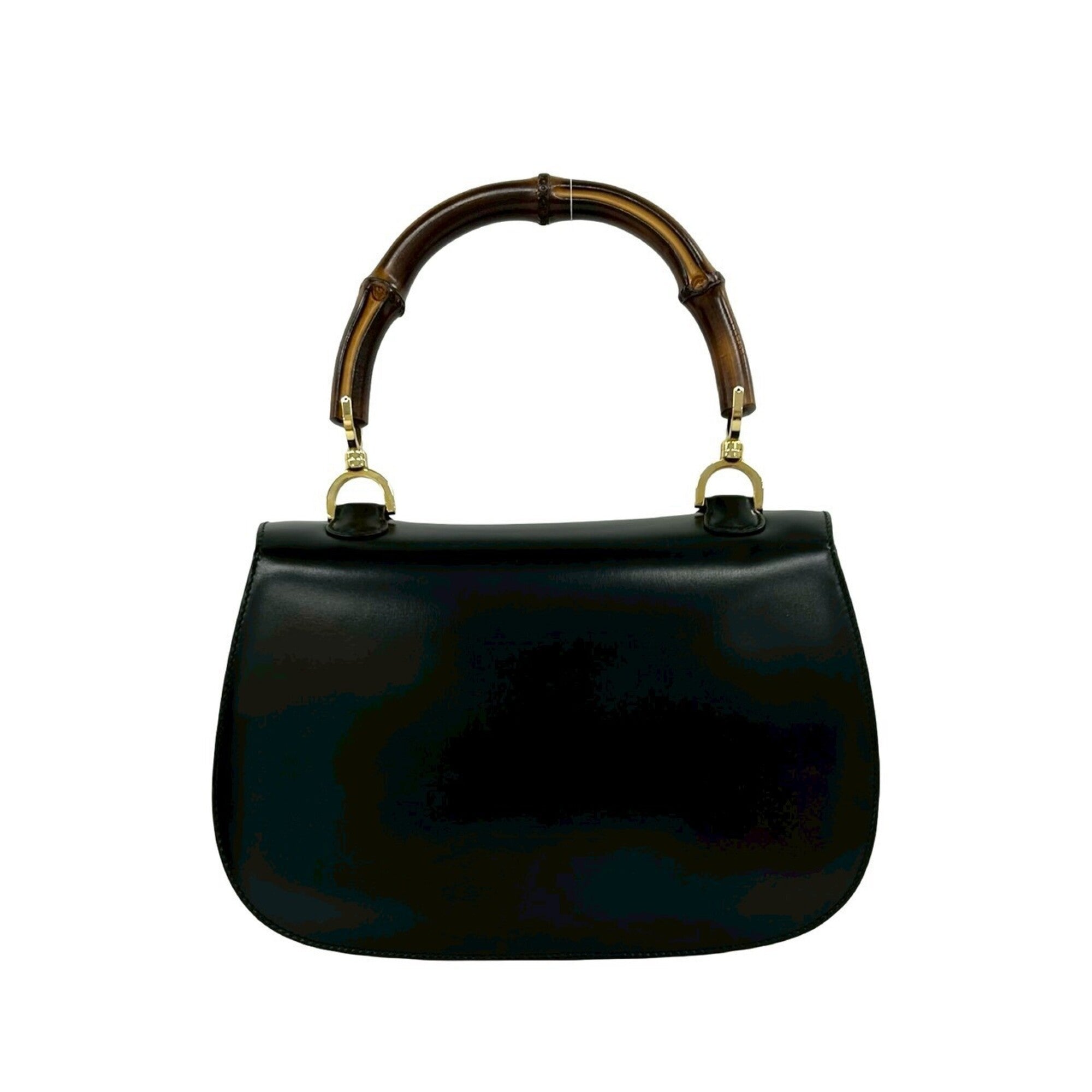 Gucci Black Leather Bamboo Handbag Shoulder Bag (Pre-Owned)